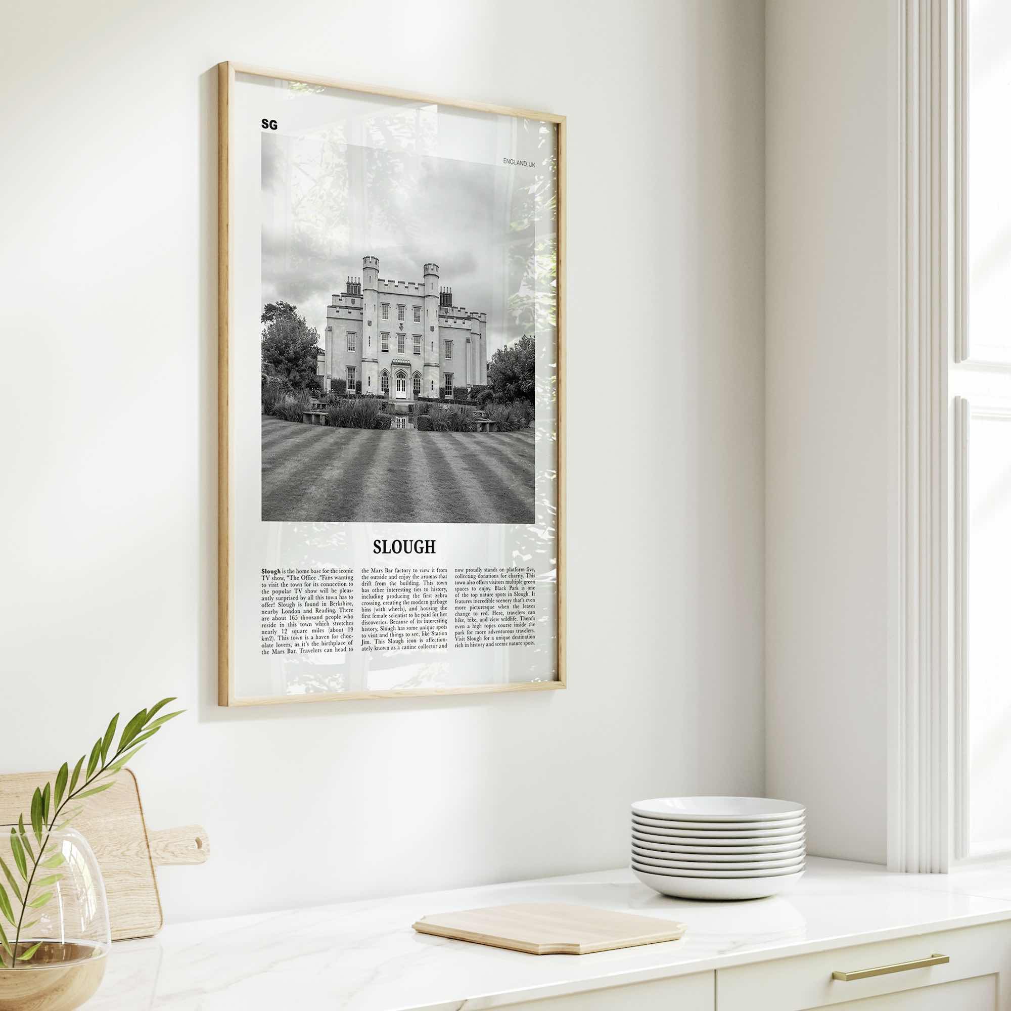 Slough Print Black and White, Slough Wall Art, Slough Poster, Slough Photo, Slough Wall Décor, Slough Map, England, UK