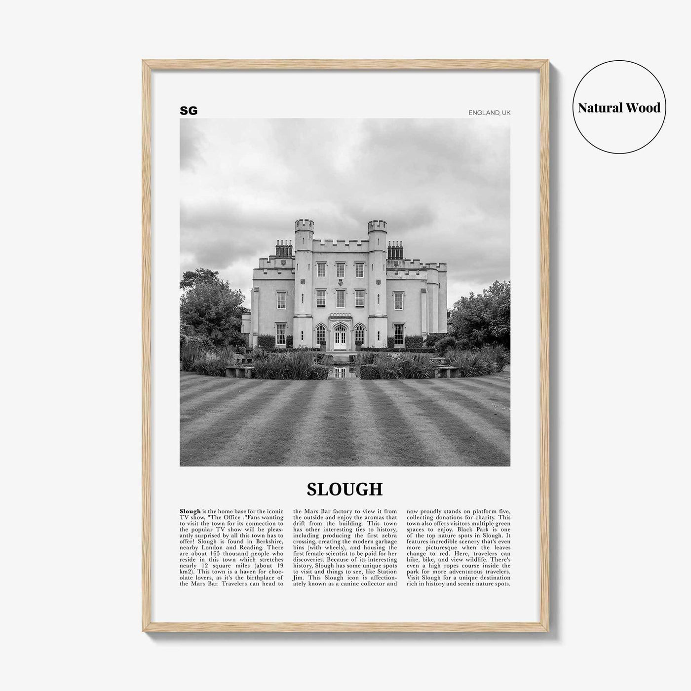 Slough Print Black and White, Slough Wall Art, Slough Poster, Slough Photo, Slough Wall Décor, Slough Map, England, UK