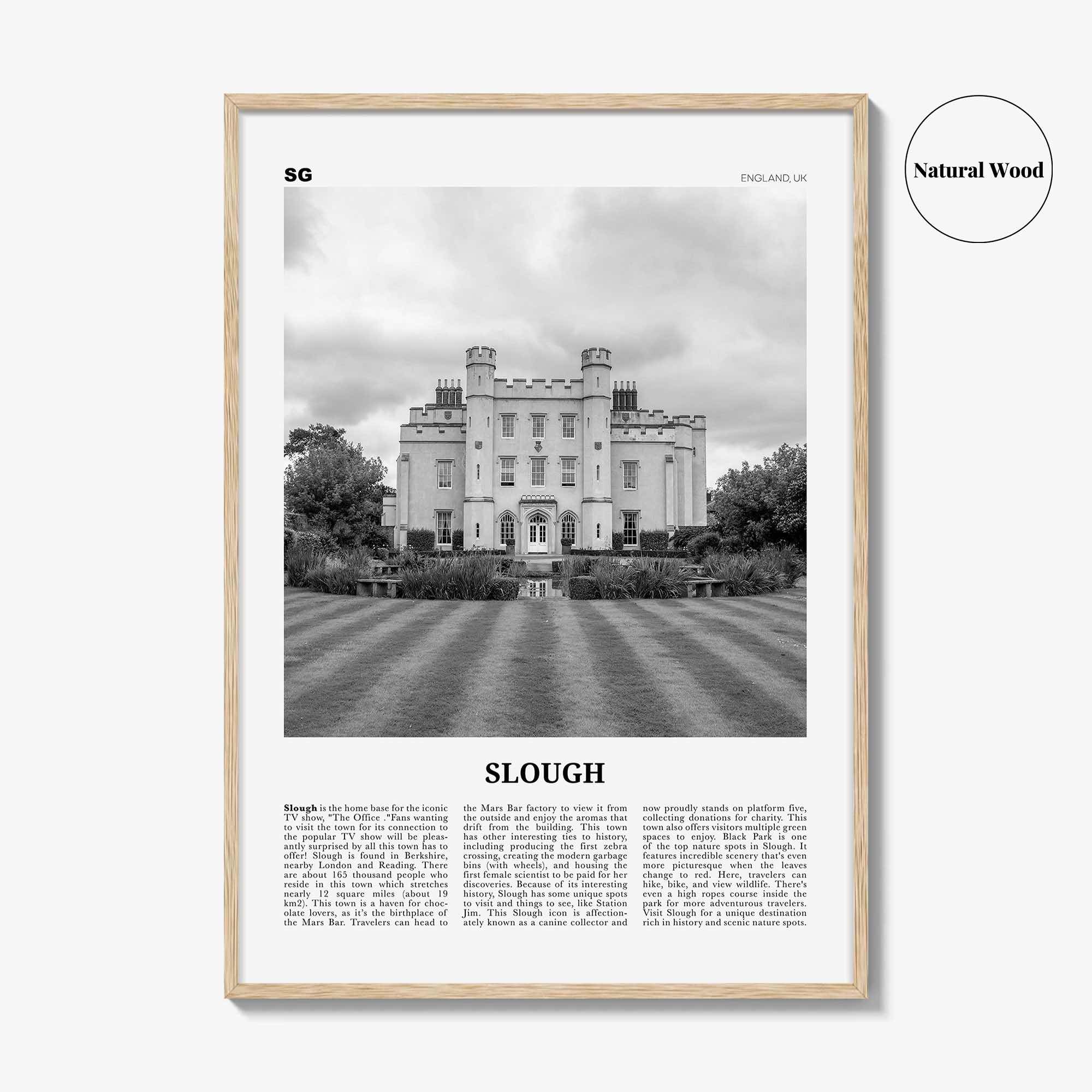 Slough Print Black and White, Slough Wall Art, Slough Poster, Slough Photo, Slough Wall Décor, Slough Map, England, UK