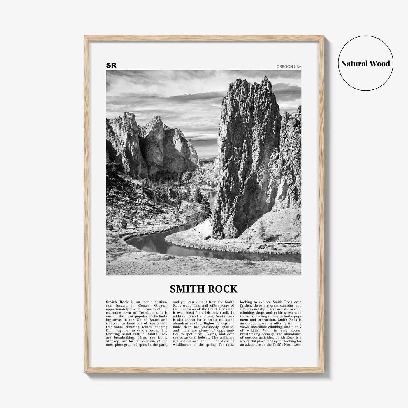 Smith Rock State Park Print Black and White, Smith Rock State Park Wall Art, Smith Park Poster, Photo, Wall Décor, Smith Rock State Park Map