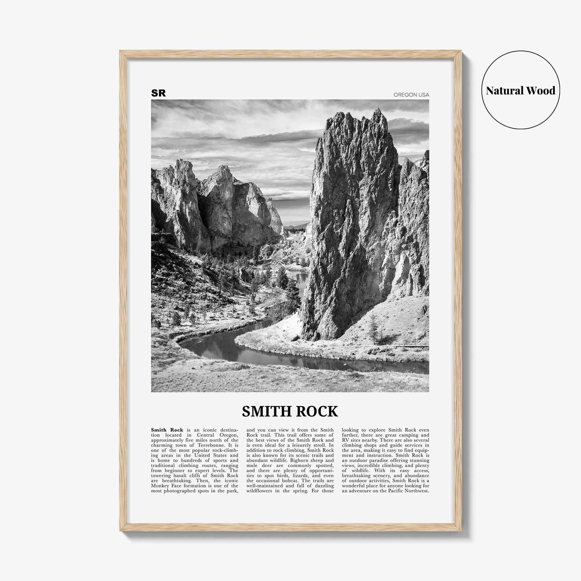 Smith Rock State Park Print Black and White, Smith Rock State Park Wall Art, Smith Park Poster, Photo, Wall Décor, Smith Rock State Park Map