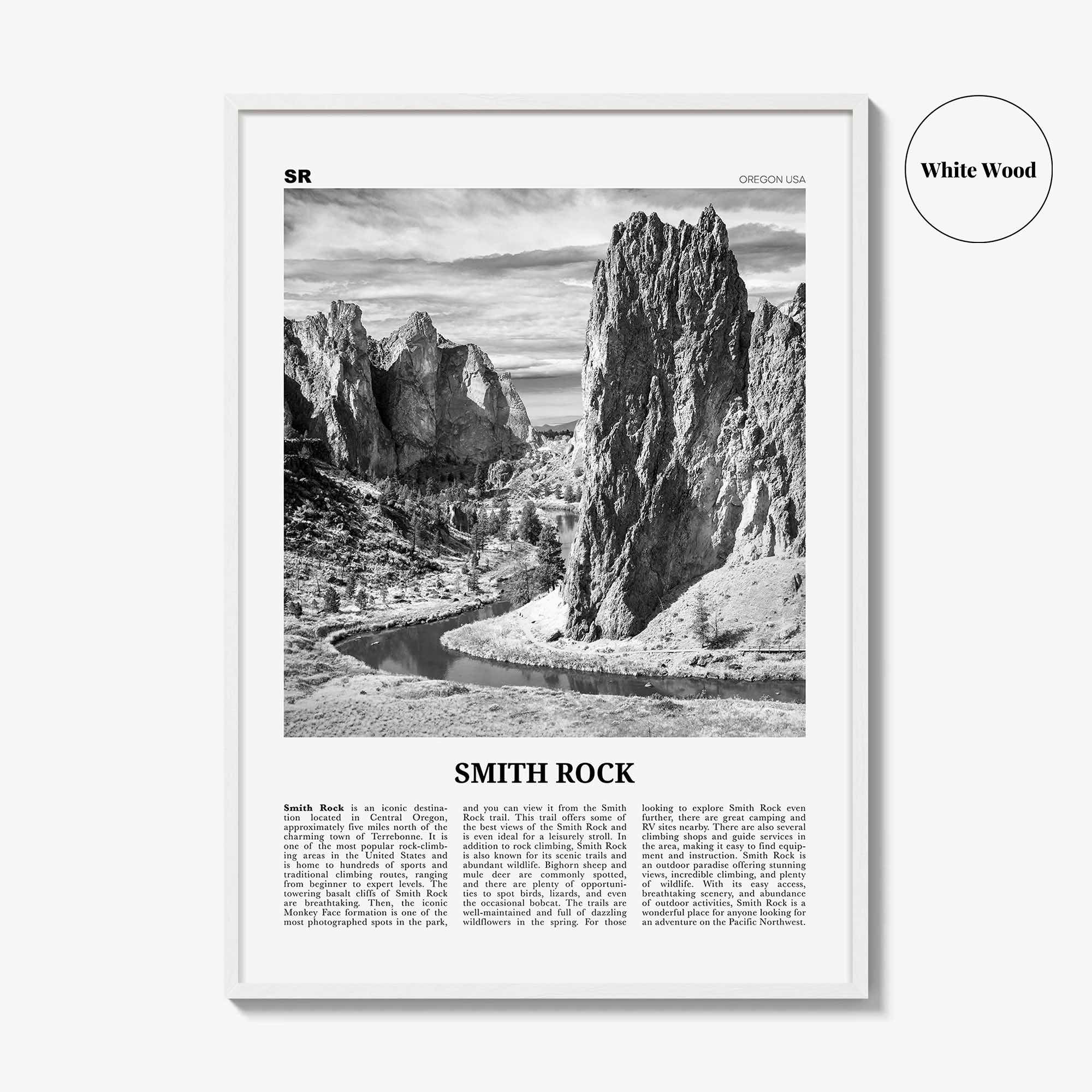 Smith Rock State Park Print Black and White, Smith Rock State Park Wall Art, Smith Park Poster, Photo, Wall Décor, Smith Rock State Park Map