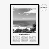 Snapper Rocks Print Black and White, Snapper Rocks Art, Snapper Rocks Poster, Snapper Rocks Photo, Snapper Rocks Décor, Snapper Rocks Map