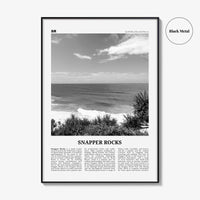 Snapper Rocks Print Black and White, Snapper Rocks Art, Snapper Rocks Poster, Snapper Rocks Photo, Snapper Rocks Décor, Snapper Rocks Map