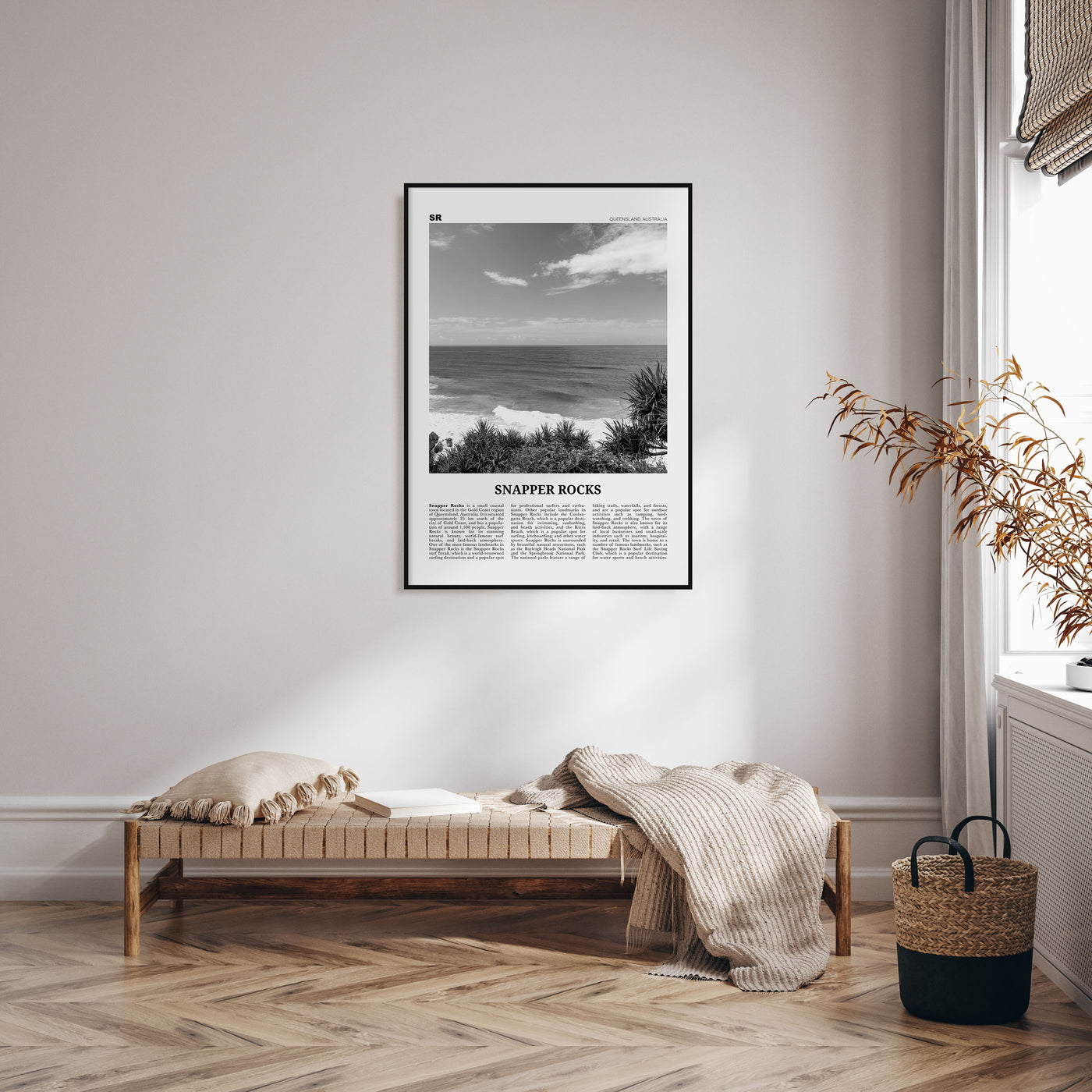 Snapper Rocks Travel B&W Poster