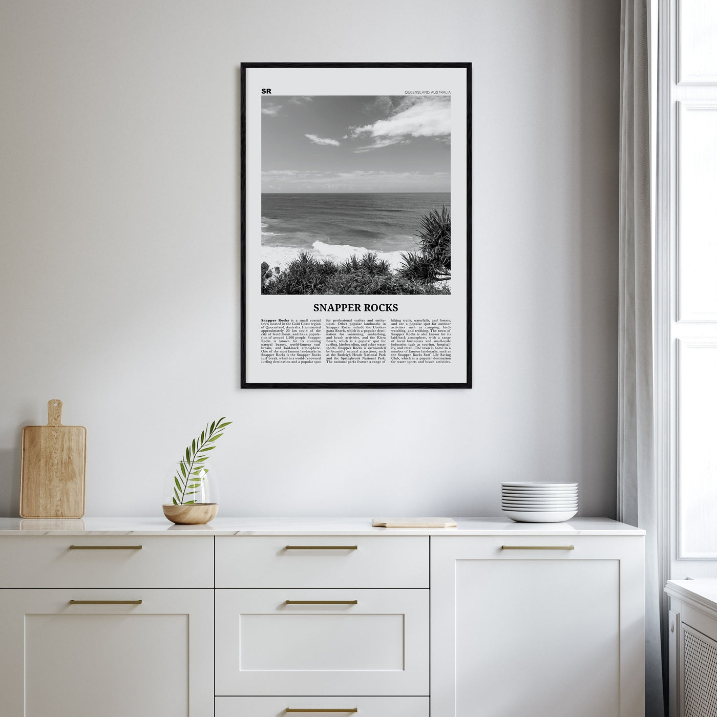 Snapper Rocks Travel B&W Poster
