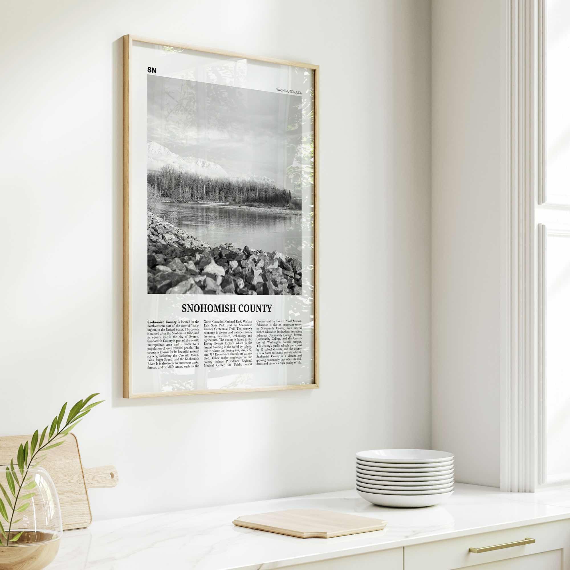 Snohomish County Print Black and White, Snohomish County Wall Art, Snohomish Poster, Snohomish Photo, Snohomish Wall Décor, Snohomish Map