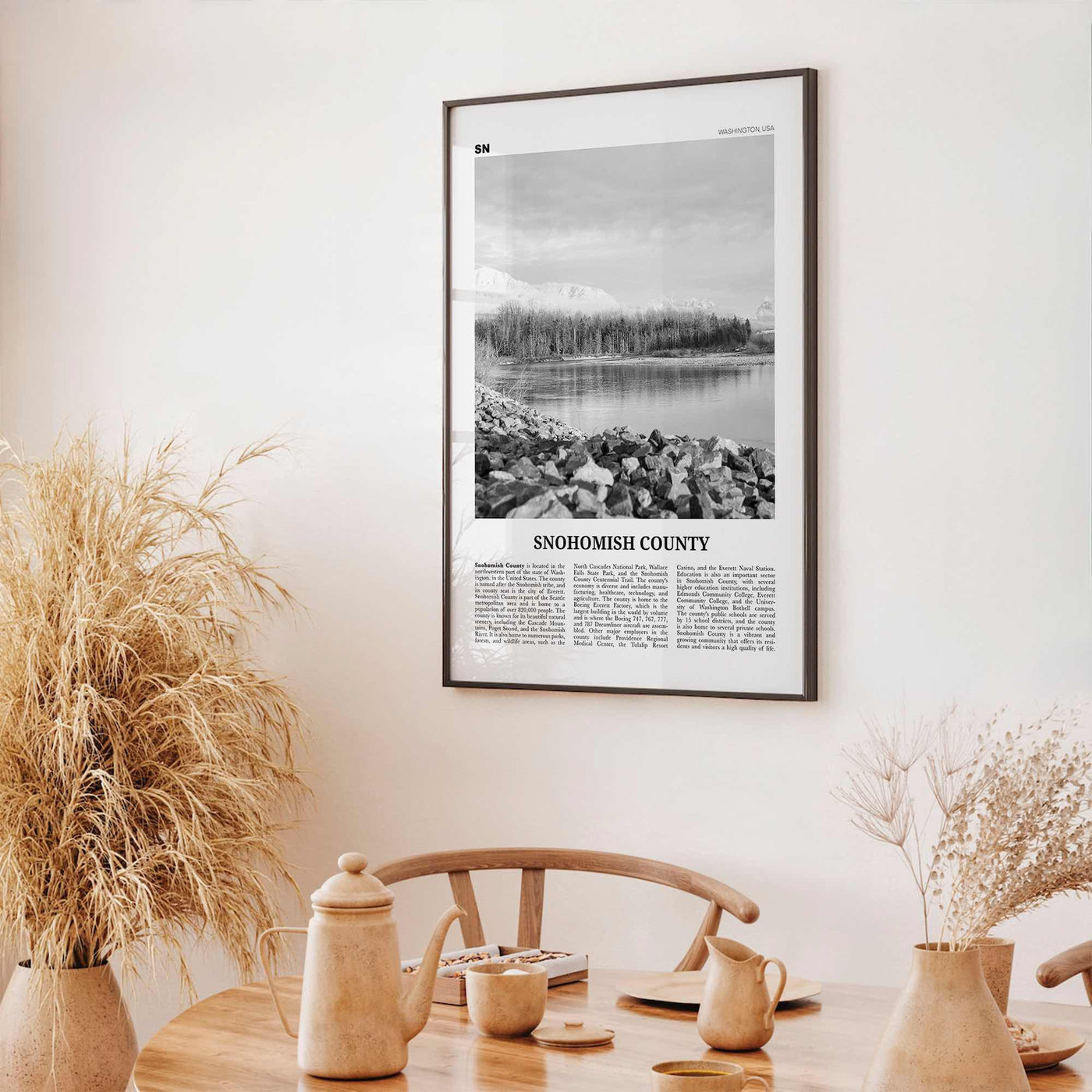 Snohomish County Print Black and White, Snohomish County Wall Art, Snohomish Poster, Snohomish Photo, Snohomish Wall Décor, Snohomish Map