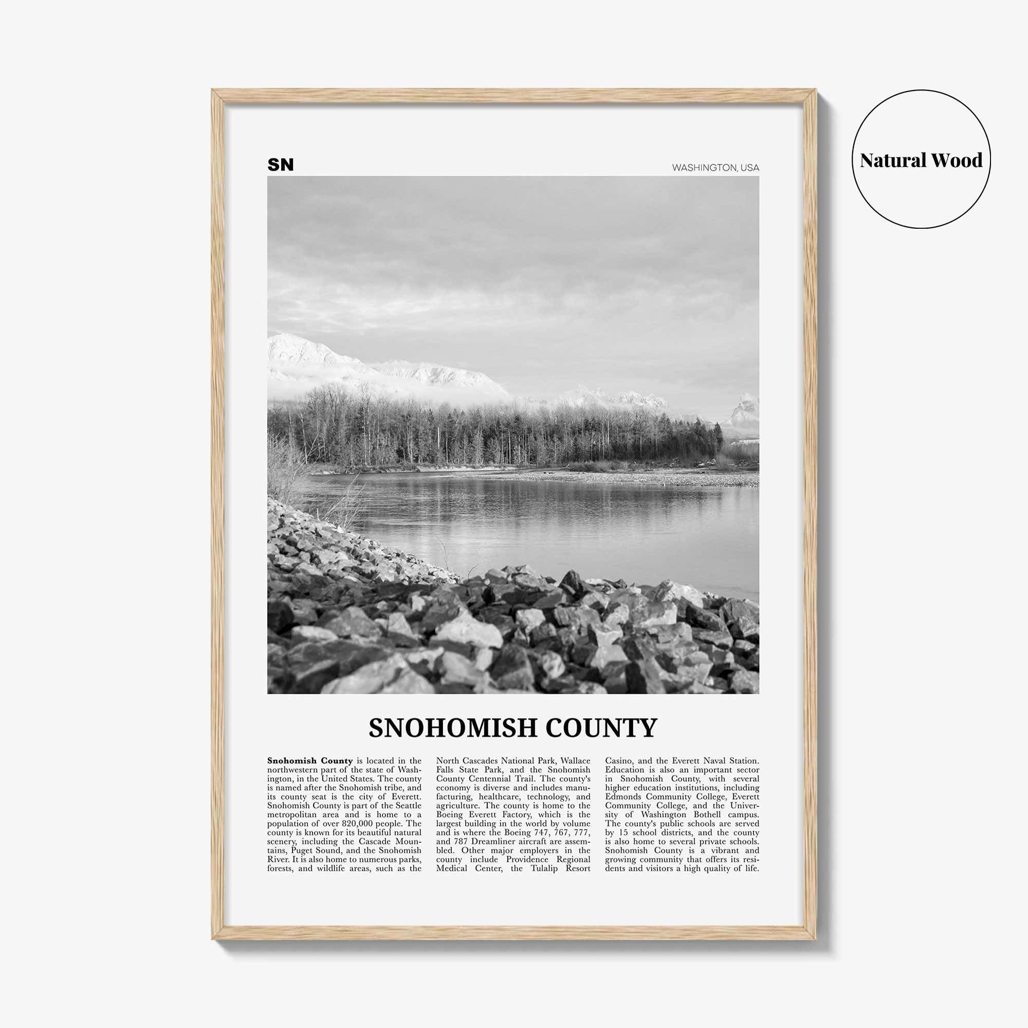 Snohomish County Print Black and White, Snohomish County Wall Art, Snohomish Poster, Snohomish Photo, Snohomish Wall Décor, Snohomish Map