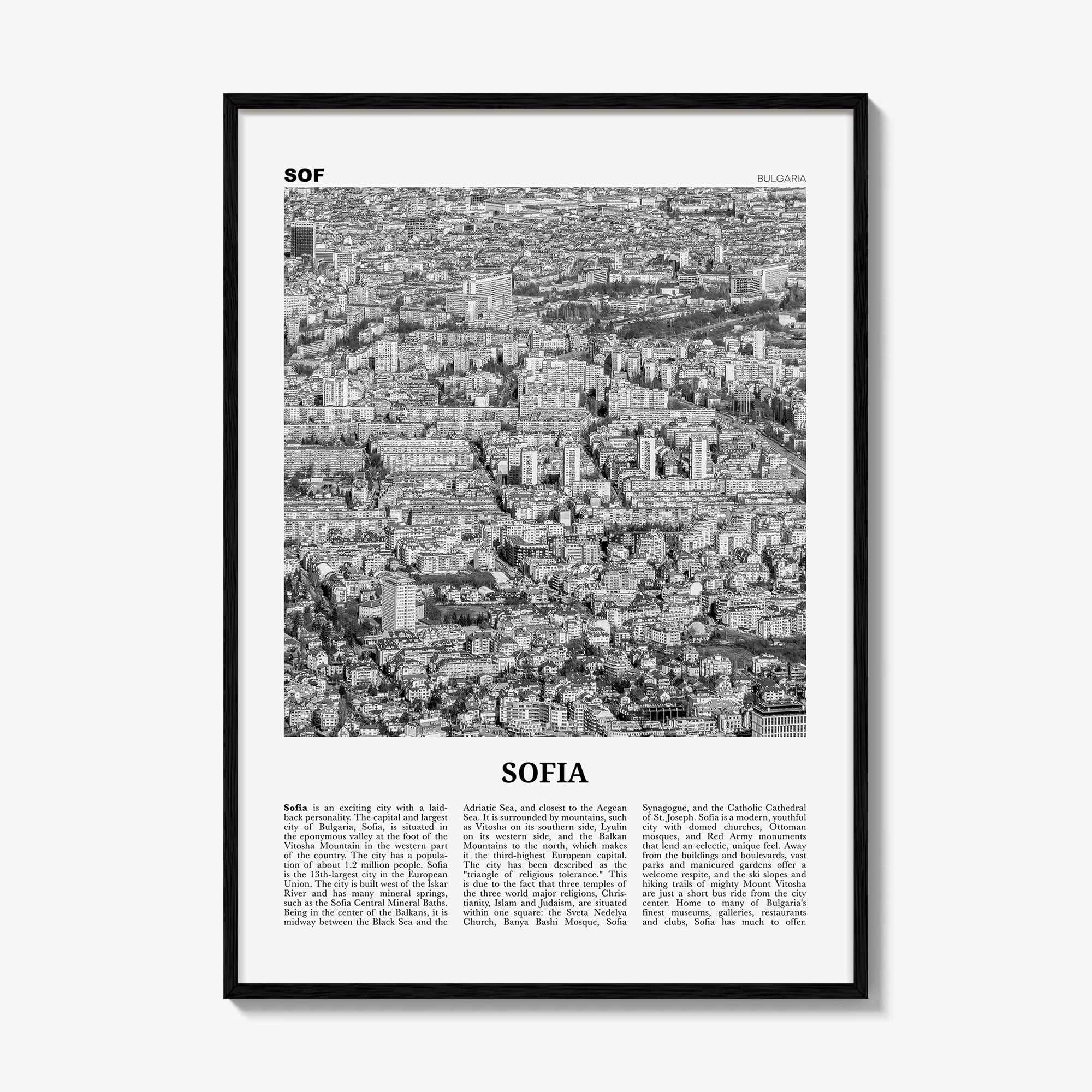 Sofia Print Black and White, Sofia Wall Art, Sofia Poster, Sofia Photo, Sofia Wall Decor, City Art Print, Bulgaria, София, България, Europe