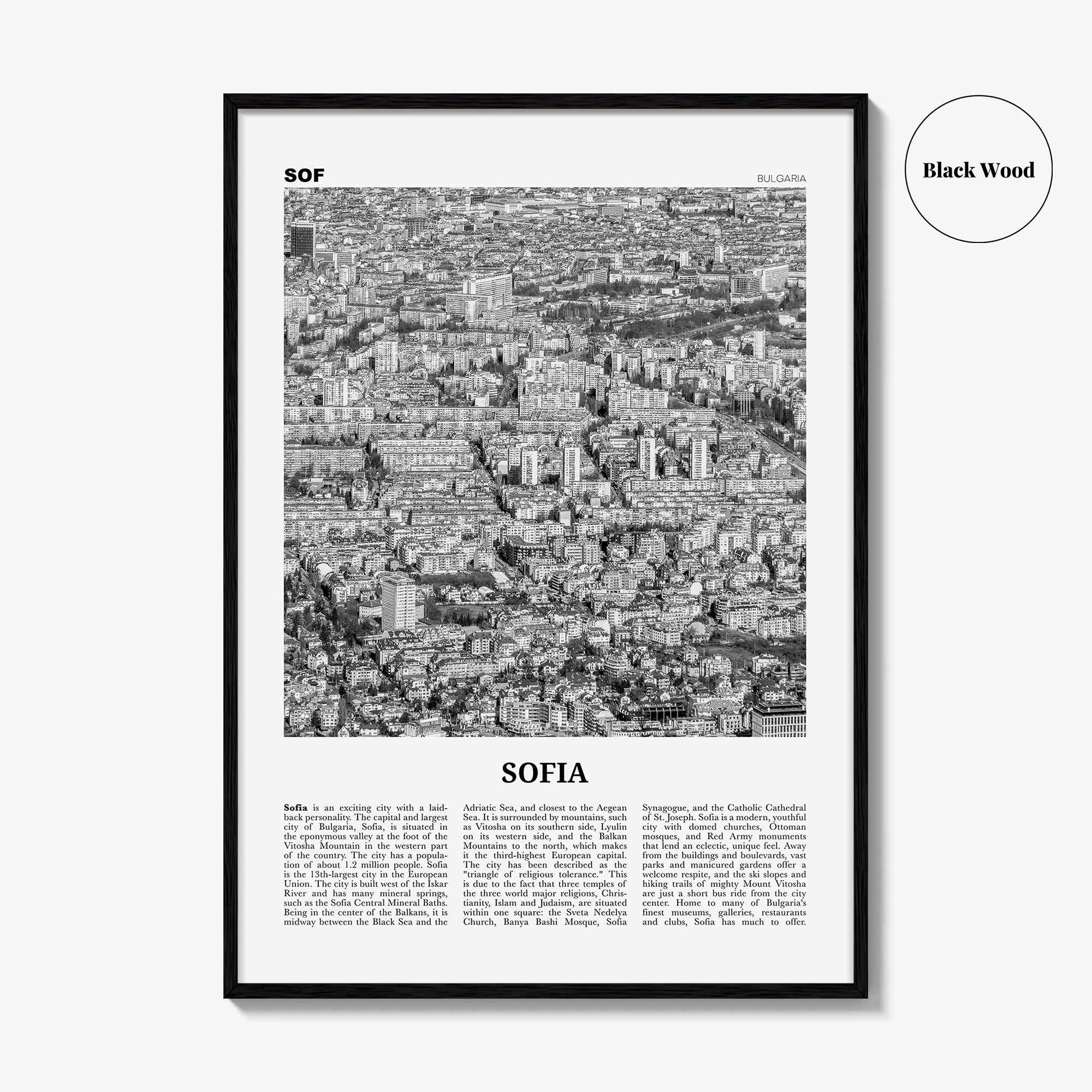 Sofia Print Black and White, Sofia Wall Art, Sofia Poster, Sofia Photo, Sofia Wall Decor, City Art Print, Bulgaria, София, България, Europe