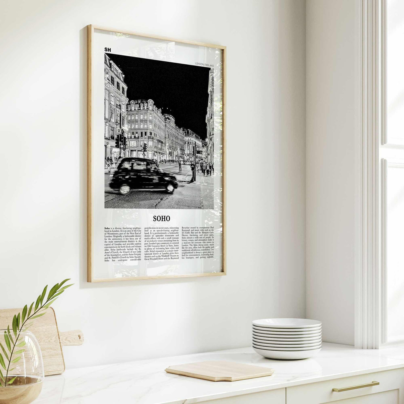 Soho Print Black and White London No 1, Soho London Wall Art, Soho London Poster, Soho London Photo, England, UK, United Kingdom, Europe