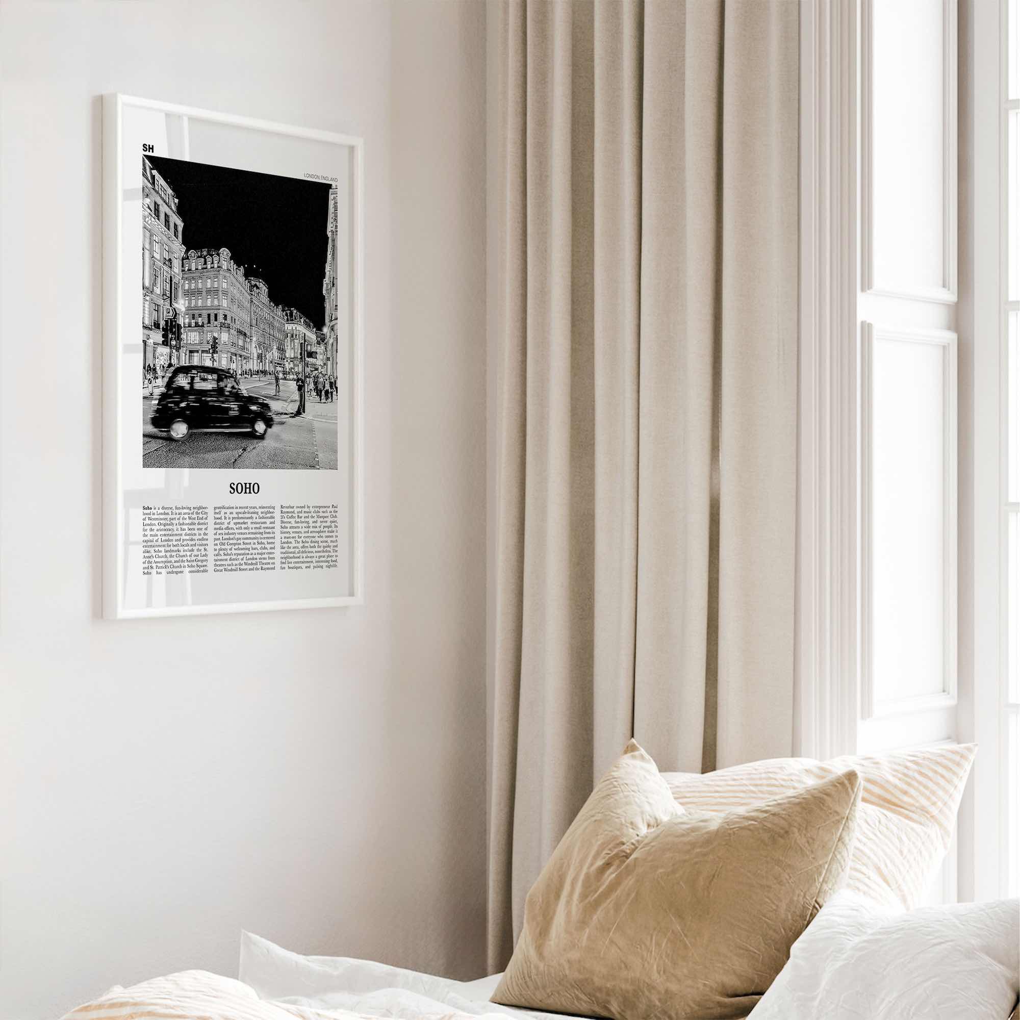 Soho Print Black and White London No 1, Soho London Wall Art, Soho London Poster, Soho London Photo, England, UK, United Kingdom, Europe