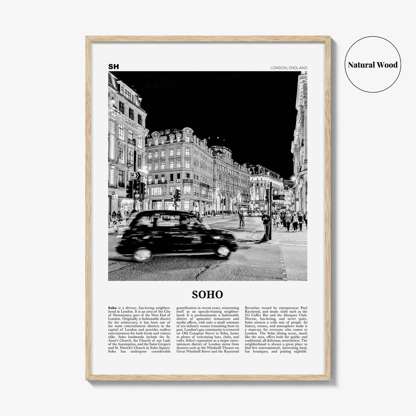 Soho Print Black and White London No 1, Soho London Wall Art, Soho London Poster, Soho London Photo, England, UK, United Kingdom, Europe