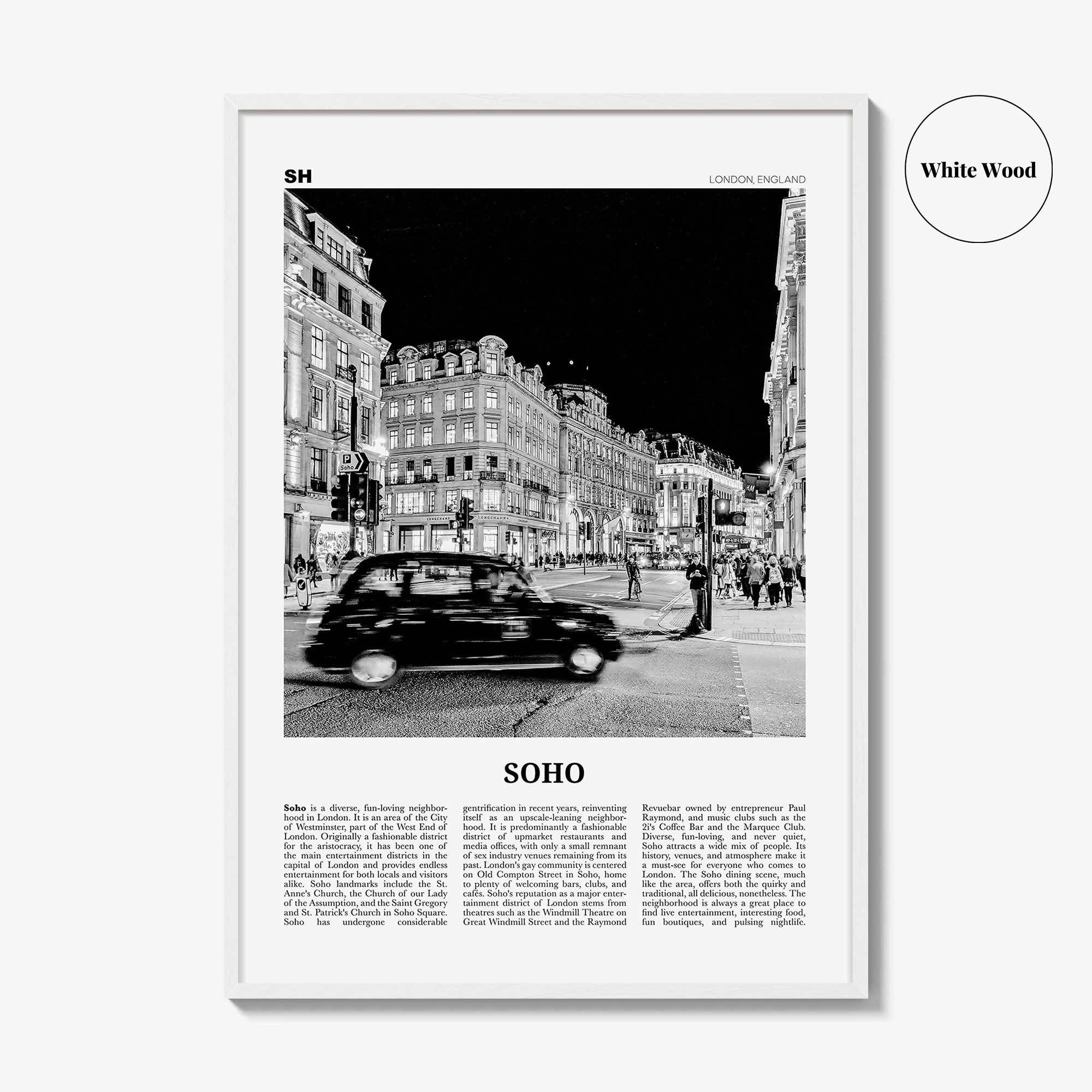 Soho Print Black and White London No 1, Soho London Wall Art, Soho London Poster, Soho London Photo, England, UK, United Kingdom, Europe