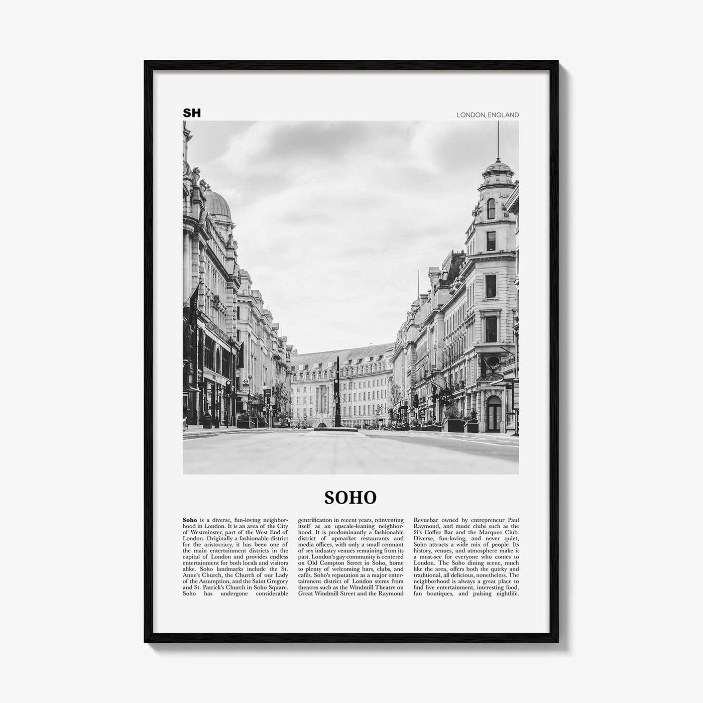 Soho Print Black and White London No 2, Soho London Wall Art, Soho London Poster, Soho London Photo, England, UK, United Kingdom, Europe