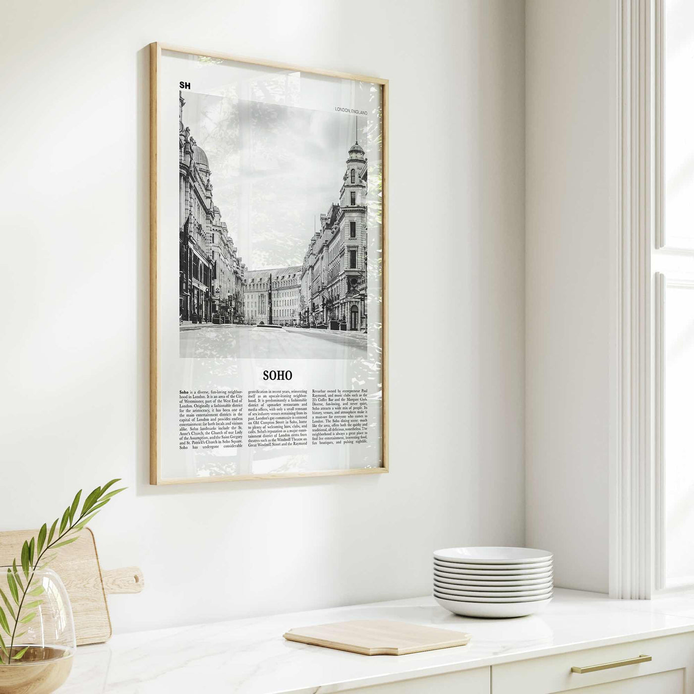 Soho Print Black and White London No 2, Soho London Wall Art, Soho London Poster, Soho London Photo, England, UK, United Kingdom, Europe