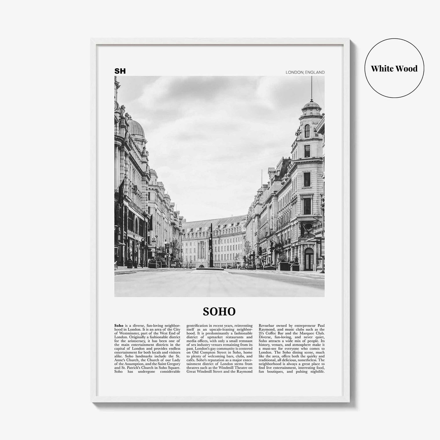 Soho Print Black and White London No 2, Soho London Wall Art, Soho London Poster, Soho London Photo, England, UK, United Kingdom, Europe