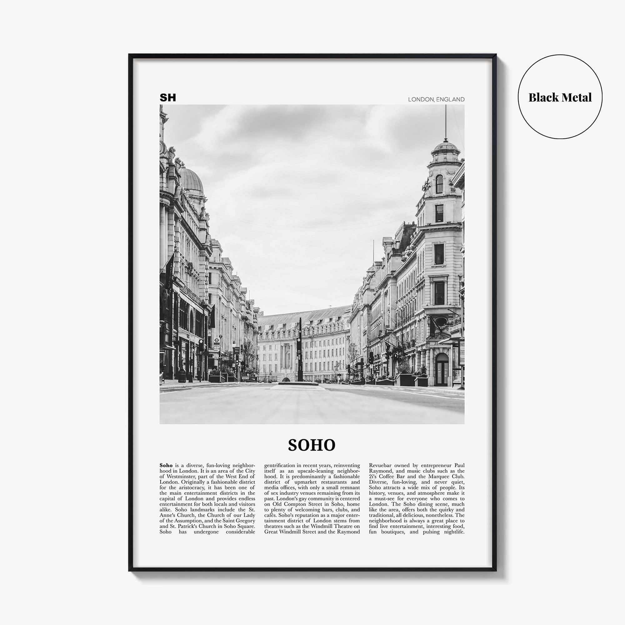 Soho Print Black and White London No 2, Soho London Wall Art, Soho London Poster, Soho London Photo, England, UK, United Kingdom, Europe