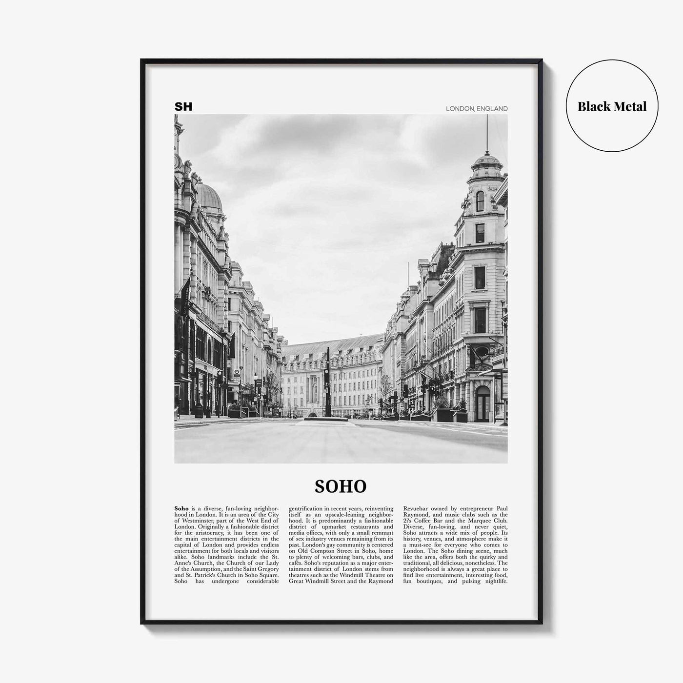 Soho Print Black and White London No 2, Soho London Wall Art, Soho London Poster, Soho London Photo, England, UK, United Kingdom, Europe