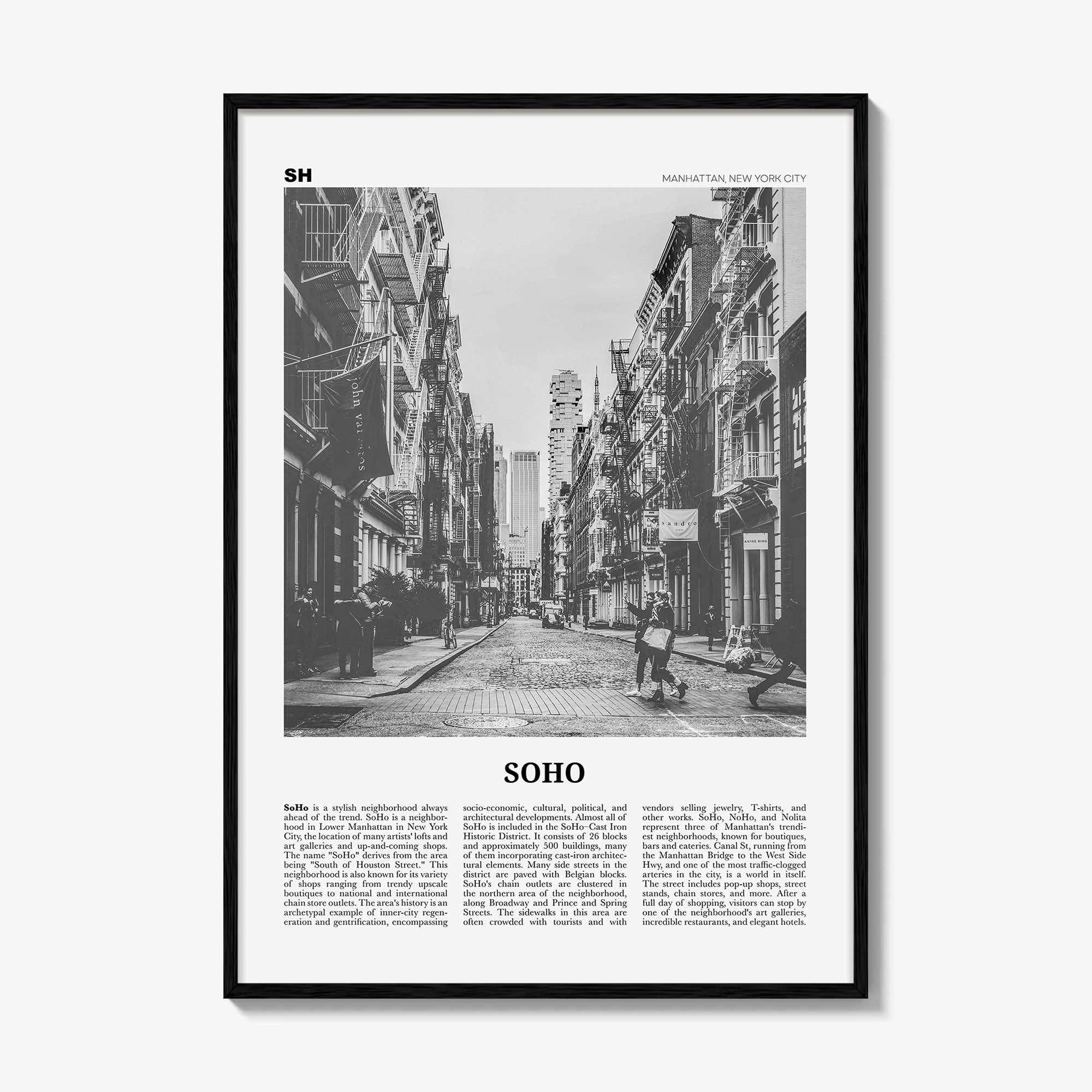 SoHo Print Black and White New York City No 1, Soho Wall Art, Soho Poster, Soho Photo, Soho Wall Decor, Manhattan, USA, United States