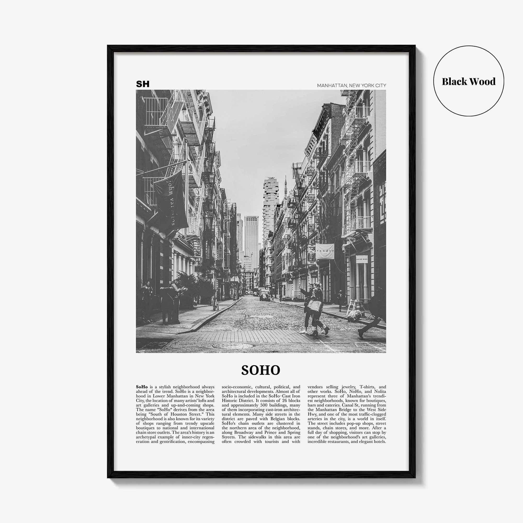 SoHo Print Black and White New York City No 1, Soho Wall Art, Soho Poster, Soho Photo, Soho Wall Decor, Manhattan, USA, United States
