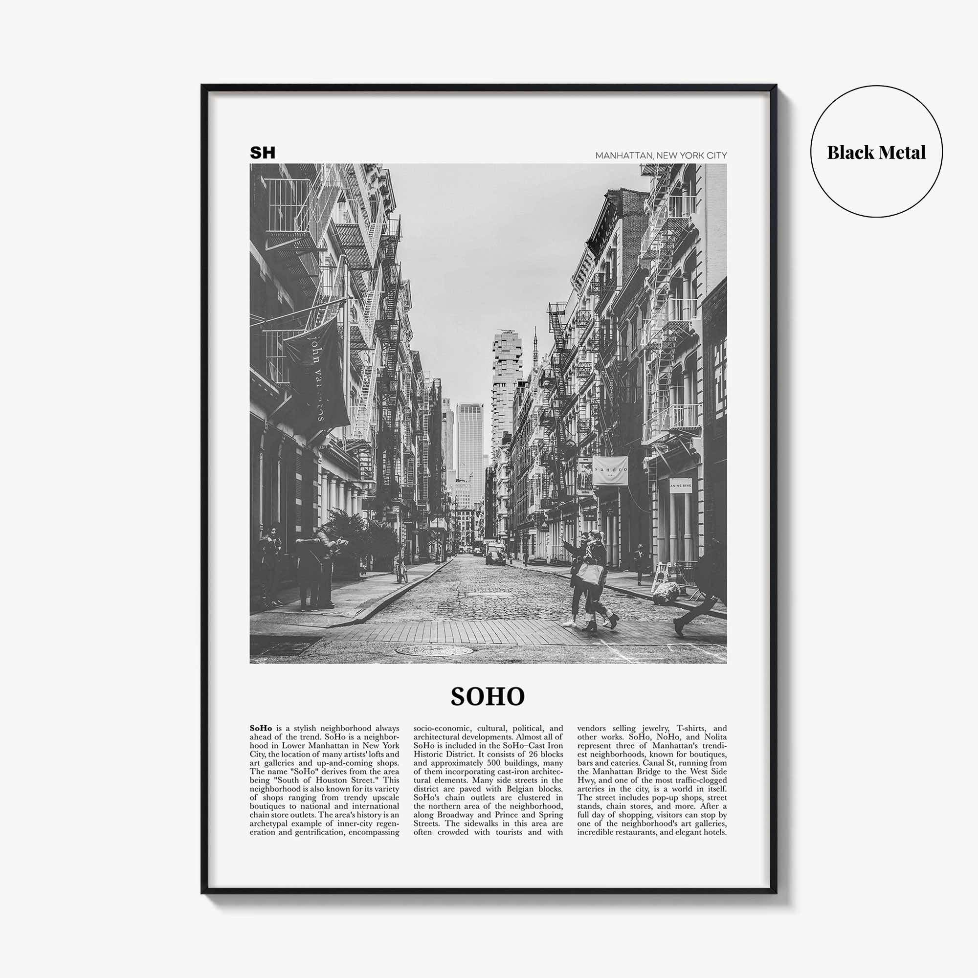 SoHo Print Black and White New York City No 1, Soho Wall Art, Soho Poster, Soho Photo, Soho Wall Decor, Manhattan, USA, United States