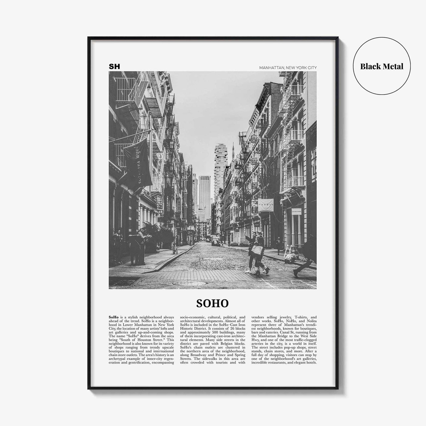 SoHo Print Black and White New York City No 1, Soho Wall Art, Soho Poster, Soho Photo, Soho Wall Decor, Manhattan, USA, United States