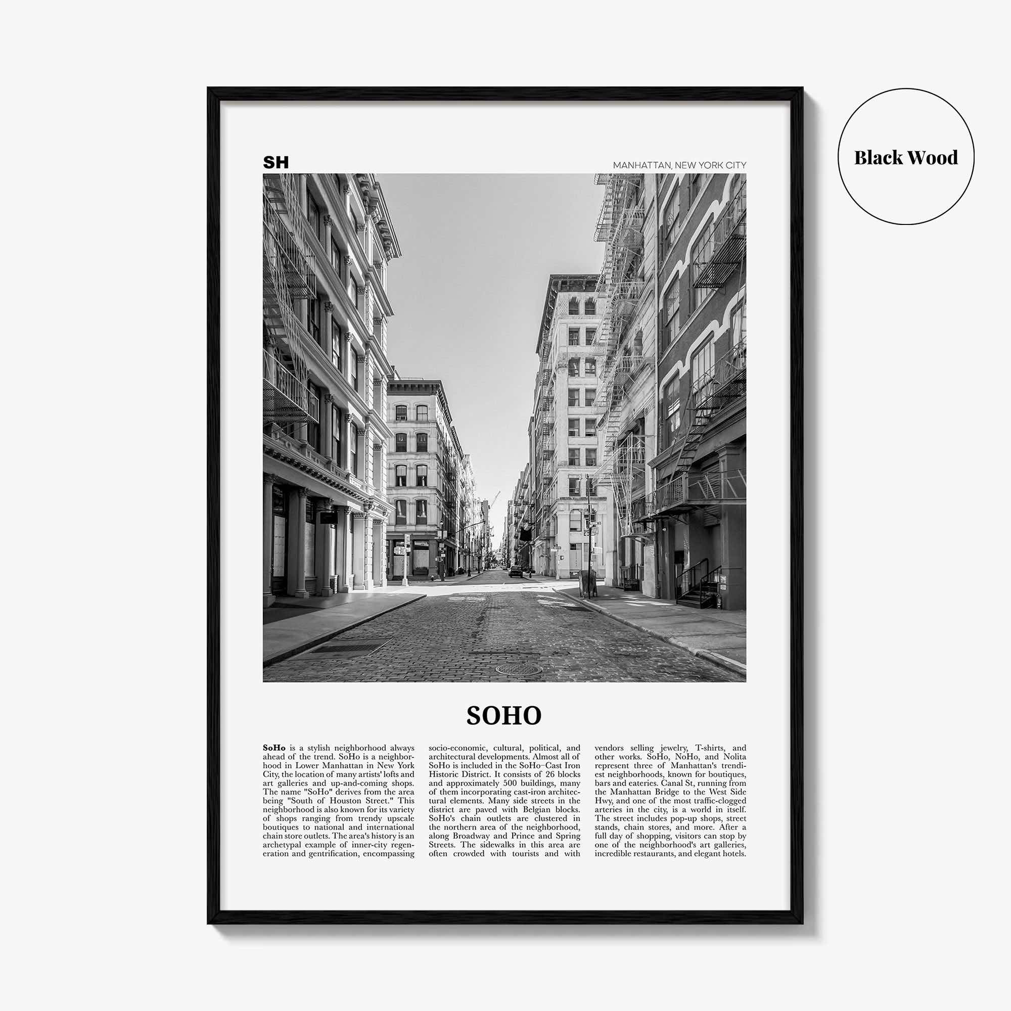 SoHo Print Black and White New York City No 2, Soho Wall Art, Soho Poster, Soho Photo, Soho Wall Decor, Manhattan, USA, United States