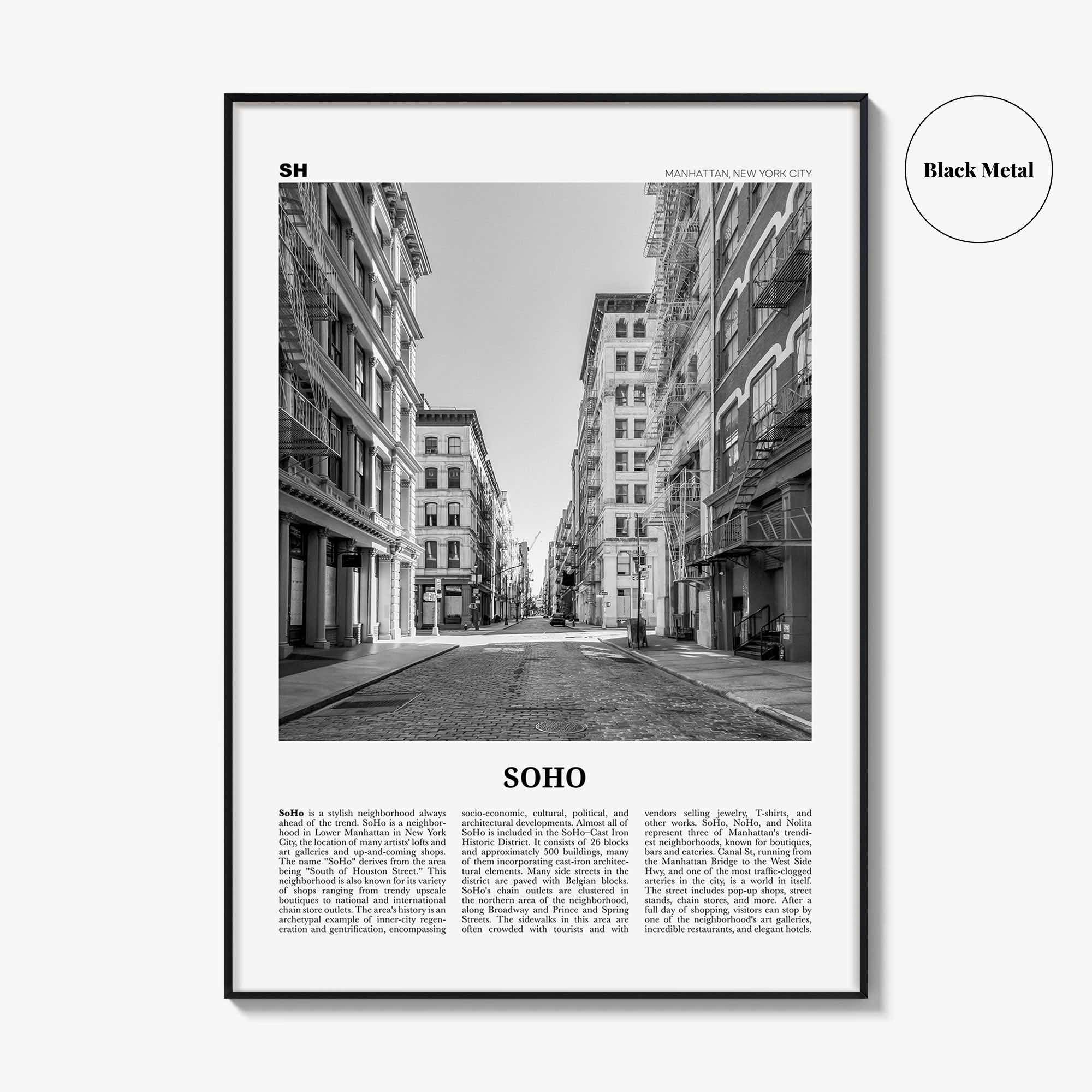 SoHo Print Black and White New York City No 2, Soho Wall Art, Soho Poster, Soho Photo, Soho Wall Decor, Manhattan, USA, United States