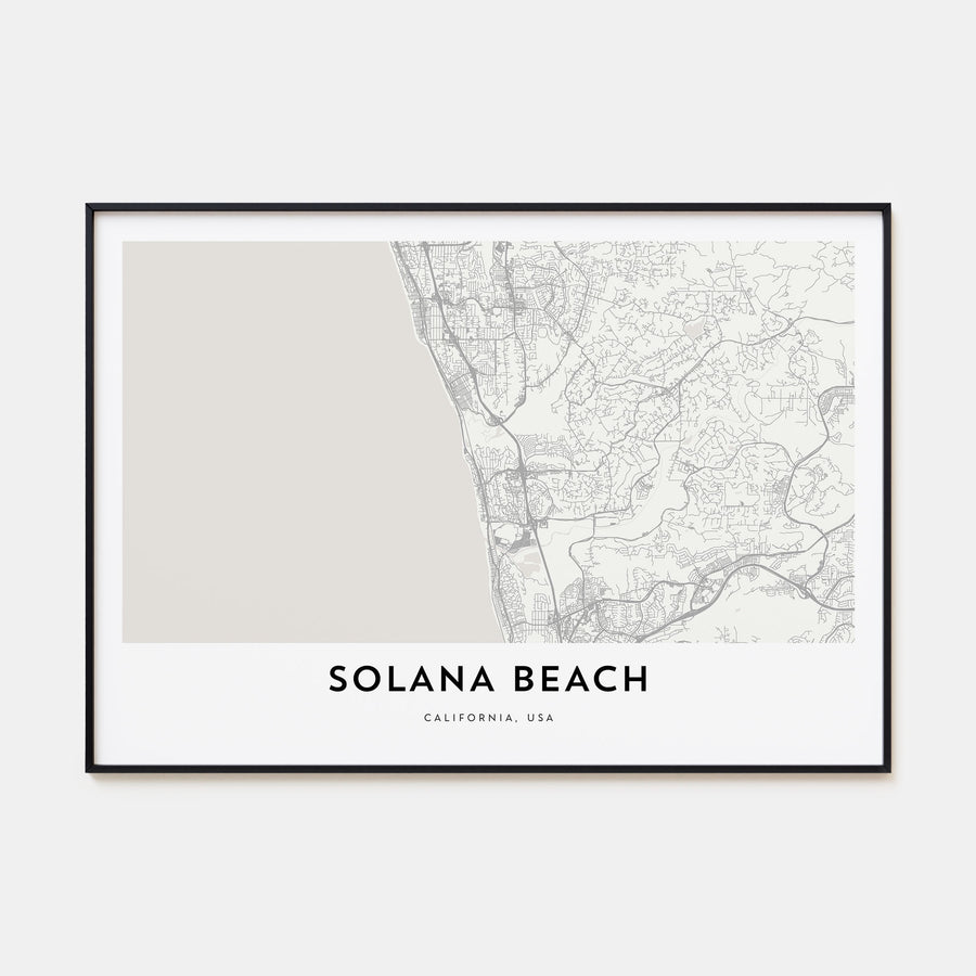 Solana Beach Map Landscape Poster