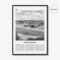 Solana Beach Print Black and White, Solana Beach Wall Art, Solana Beach Poster, Solana Beach Photo, California, USA, United States, America