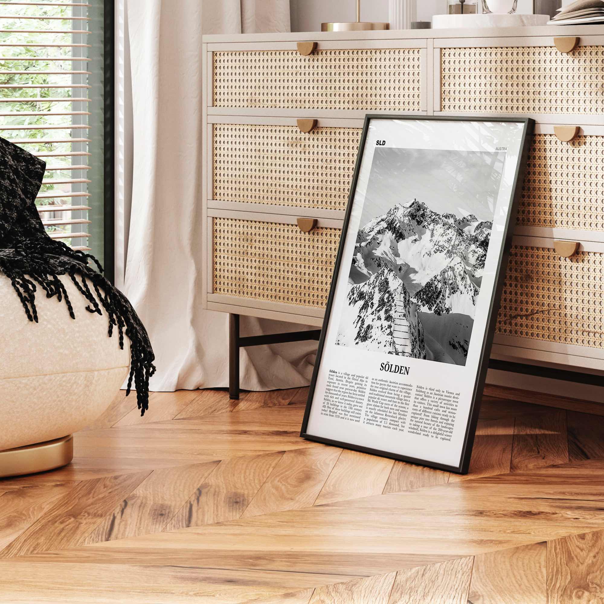 Solden Print Black and White, Solden Wall Art, Sölden Poster, Sölden Photo, Sölden Wall Décor, Ötztal, Tyrol, Austria, Imst, Österreich