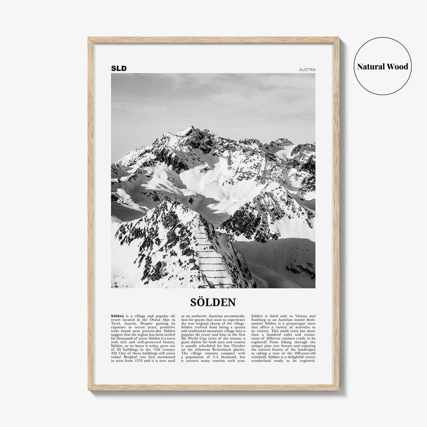 Solden Print Black and White, Solden Wall Art, Sölden Poster, Sölden Photo, Sölden Wall Décor, Ötztal, Tyrol, Austria, Imst, Österreich