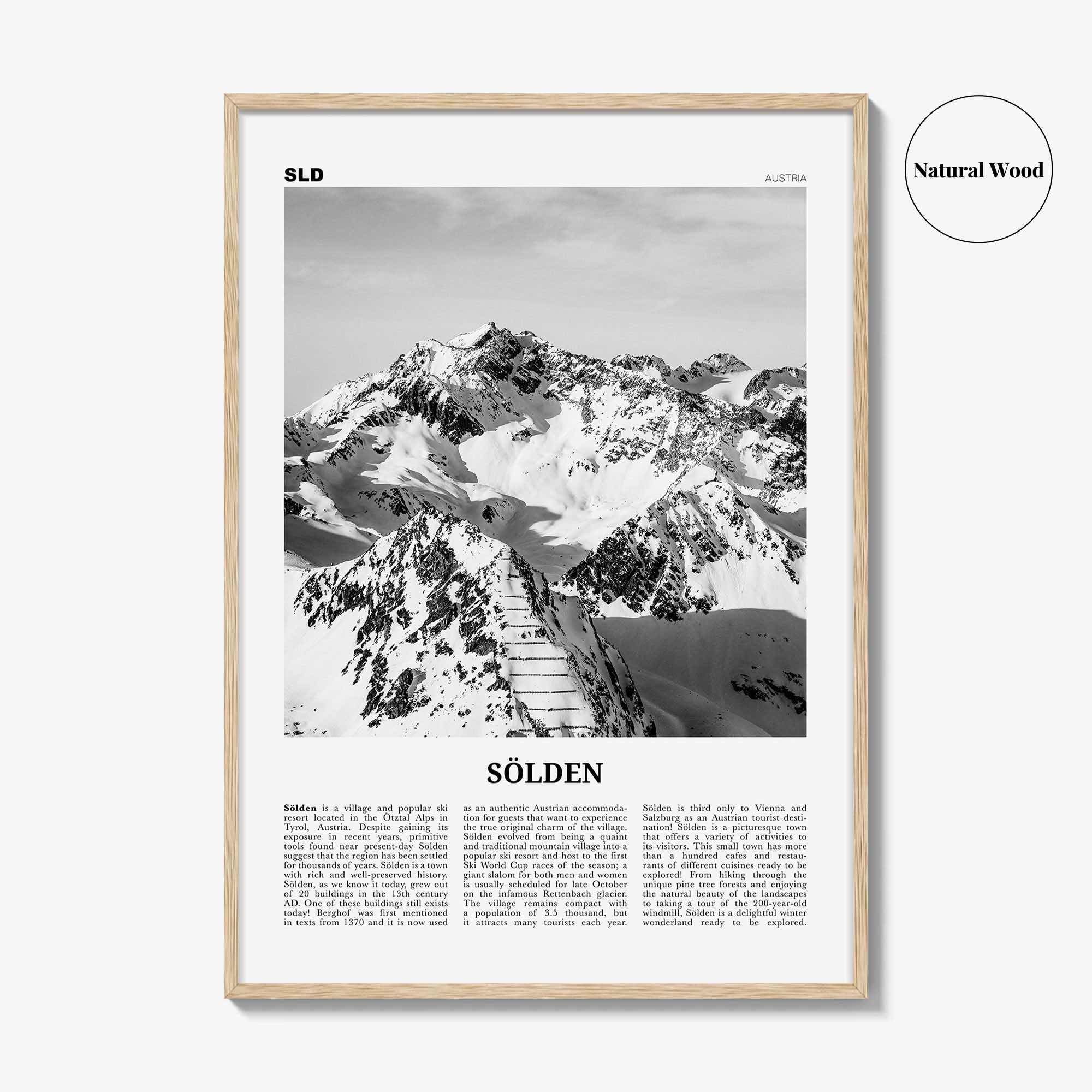 Solden Print Black and White, Solden Wall Art, Sölden Poster, Sölden Photo, Sölden Wall Décor, Ötztal, Tyrol, Austria, Imst, Österreich