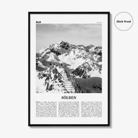 Solden Print Black and White, Solden Wall Art, Sölden Poster, Sölden Photo, Sölden Wall Décor, Ötztal, Tyrol, Austria, Imst, Österreich