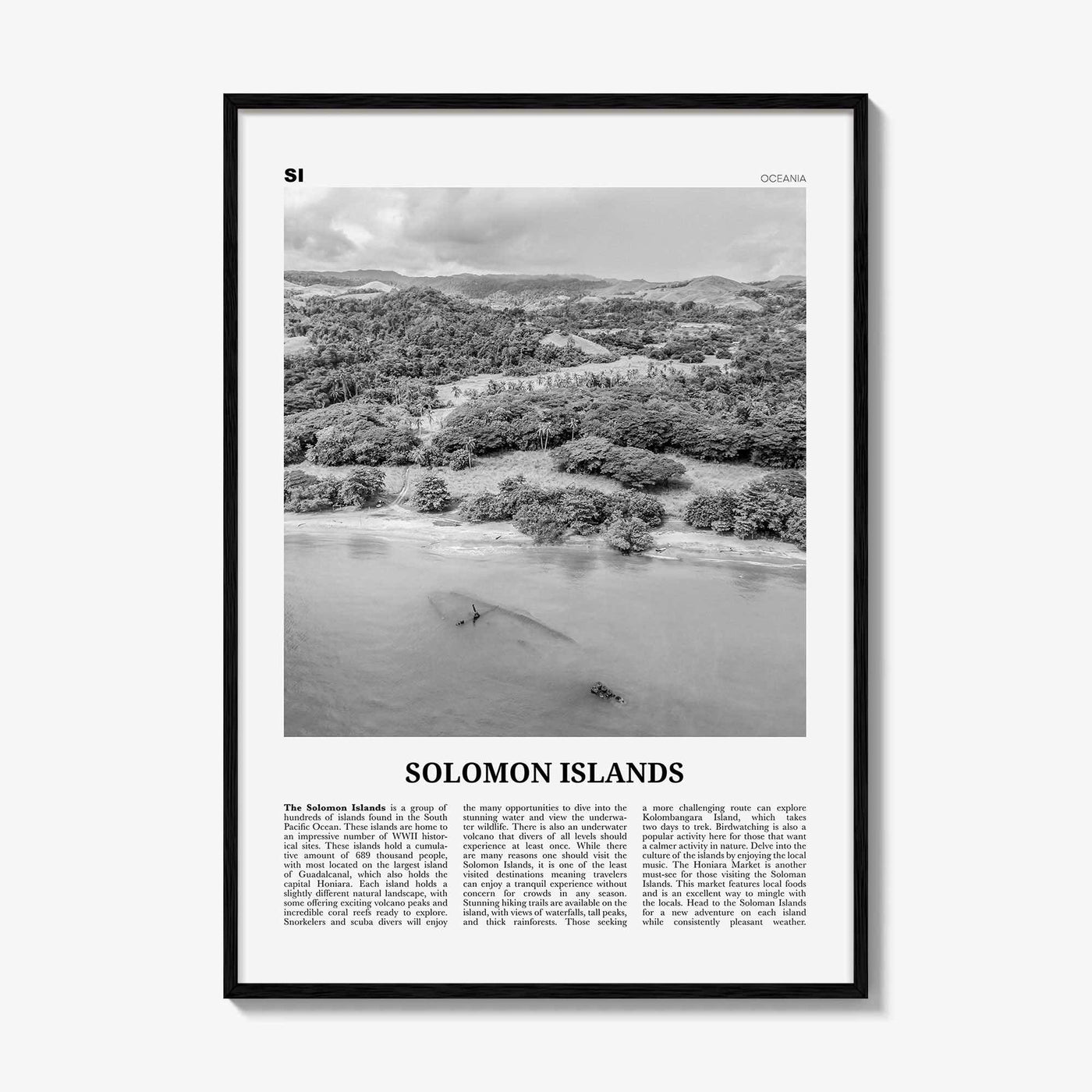 Solomon Islands Print Black and White, Solomon Islands Wall Art, Solomon Islands Poster, Solomon Islands Photo, Solomon Islands Wall Décor
