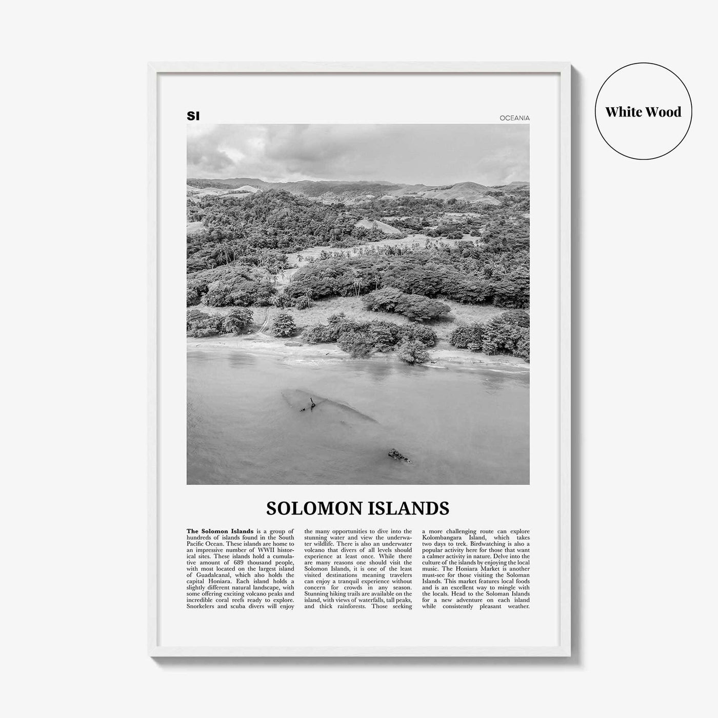 Solomon Islands Print Black and White, Solomon Islands Wall Art, Solomon Islands Poster, Solomon Islands Photo, Solomon Islands Wall Décor