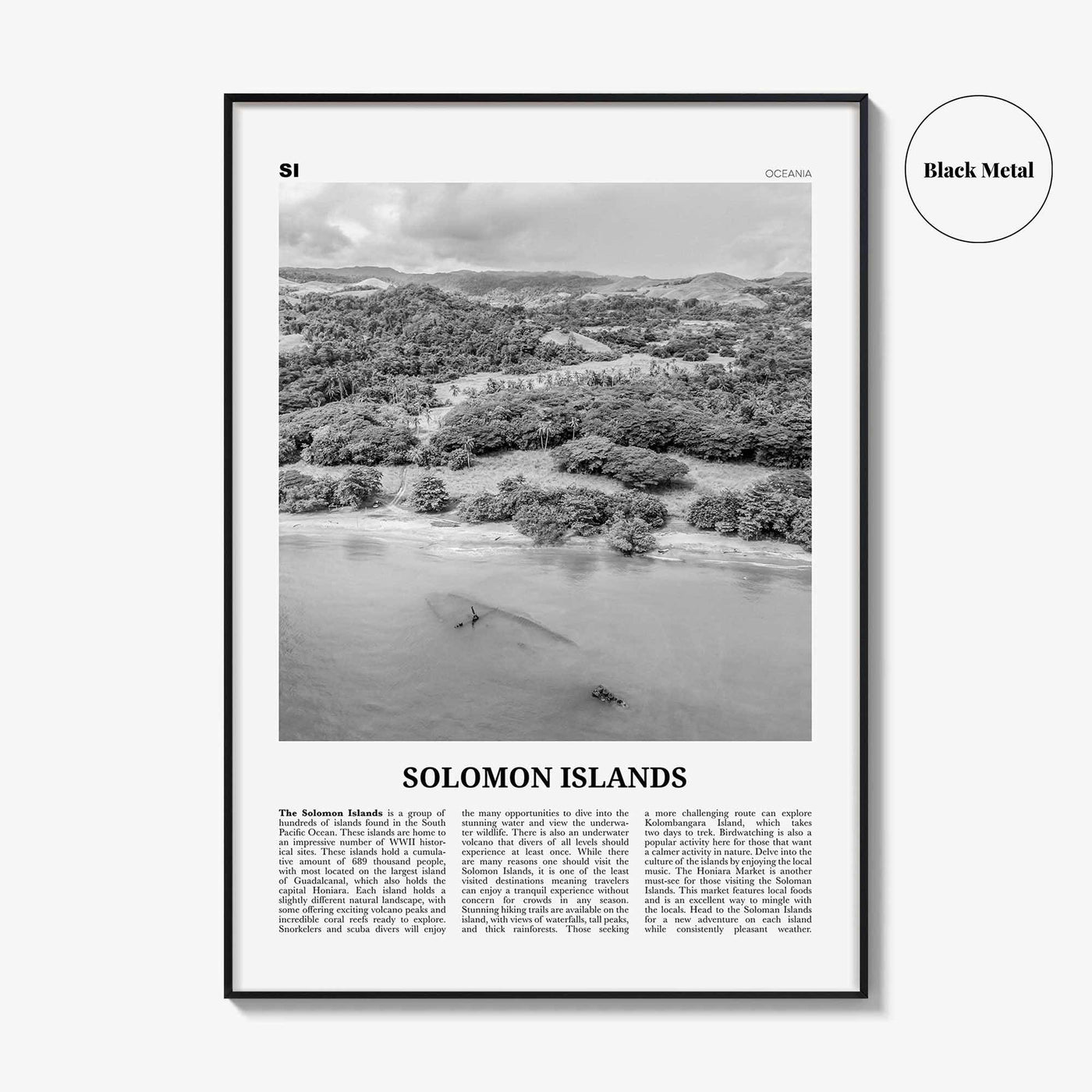 Solomon Islands Print Black and White, Solomon Islands Wall Art, Solomon Islands Poster, Solomon Islands Photo, Solomon Islands Wall Décor