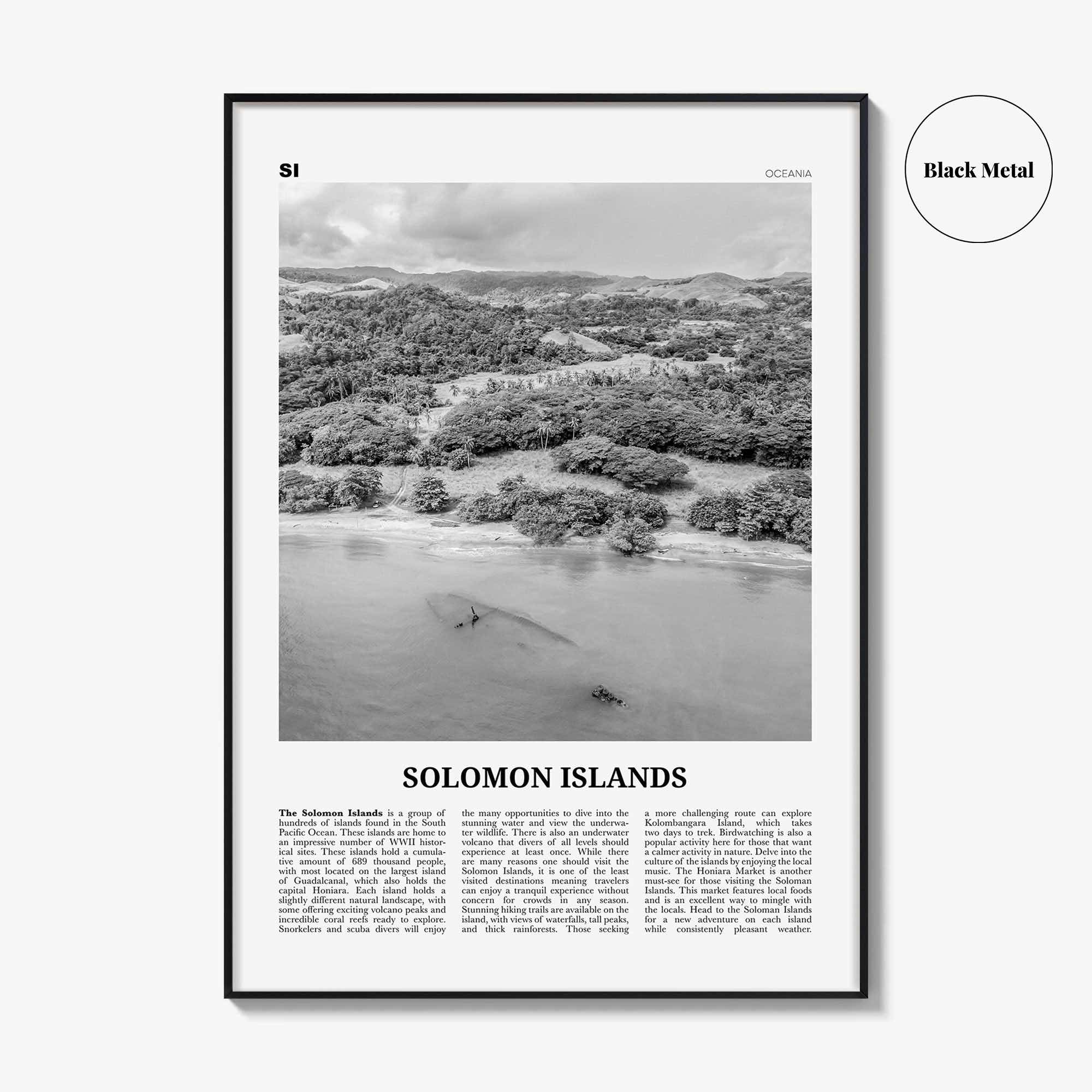 Solomon Islands Print Black and White, Solomon Islands Wall Art, Solomon Islands Poster, Solomon Islands Photo, Solomon Islands Wall Décor