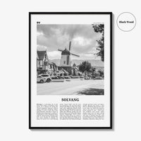 Solvang Print Black and White, Solvang Wall Art, Solvang Poster, Solvang Photo, Solvang Map, Solvang Wall Decor, California, USA