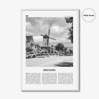 Solvang Print Black and White, Solvang Wall Art, Solvang Poster, Solvang Photo, Solvang Map, Solvang Wall Decor, California, USA