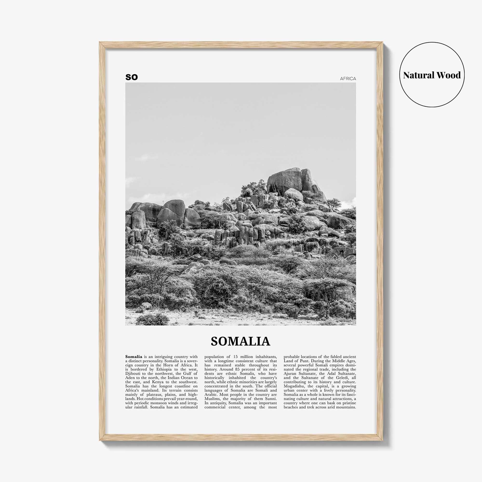 Somalia Print Black and White, Somalia Wall Art, Somalia Poster, Somalia Photo, الصومال Soomaaliya, Somali, Mogadishu, Africa