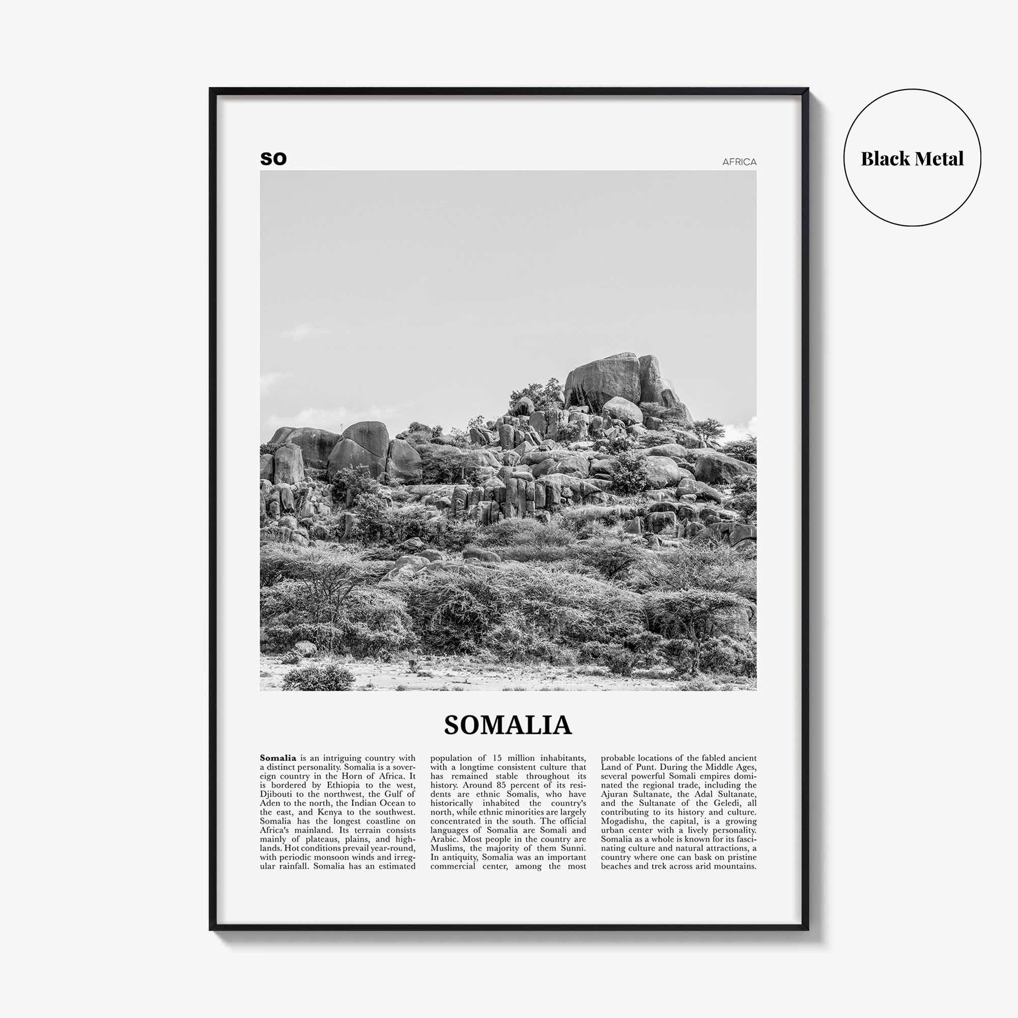 Somalia Print Black and White, Somalia Wall Art, Somalia Poster, Somalia Photo, الصومال Soomaaliya, Somali, Mogadishu, Africa