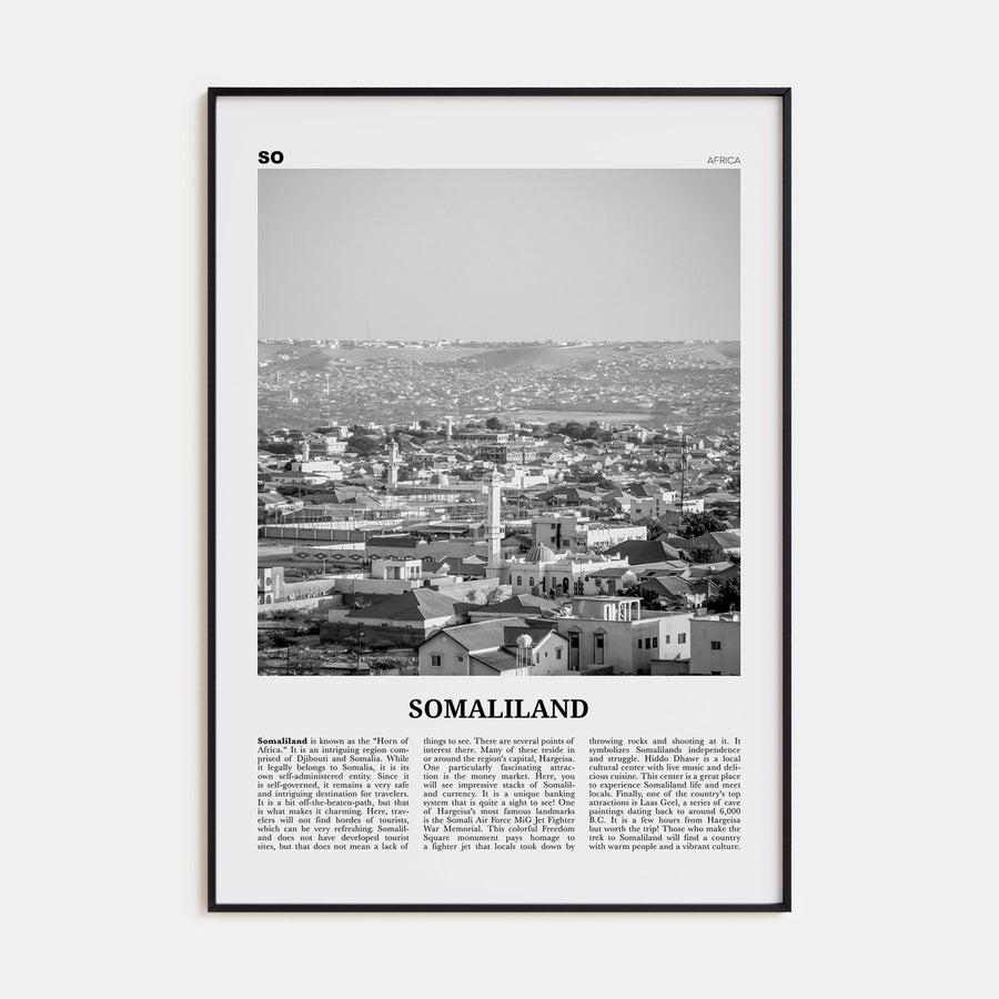 Somaliland Travel B&W Poster