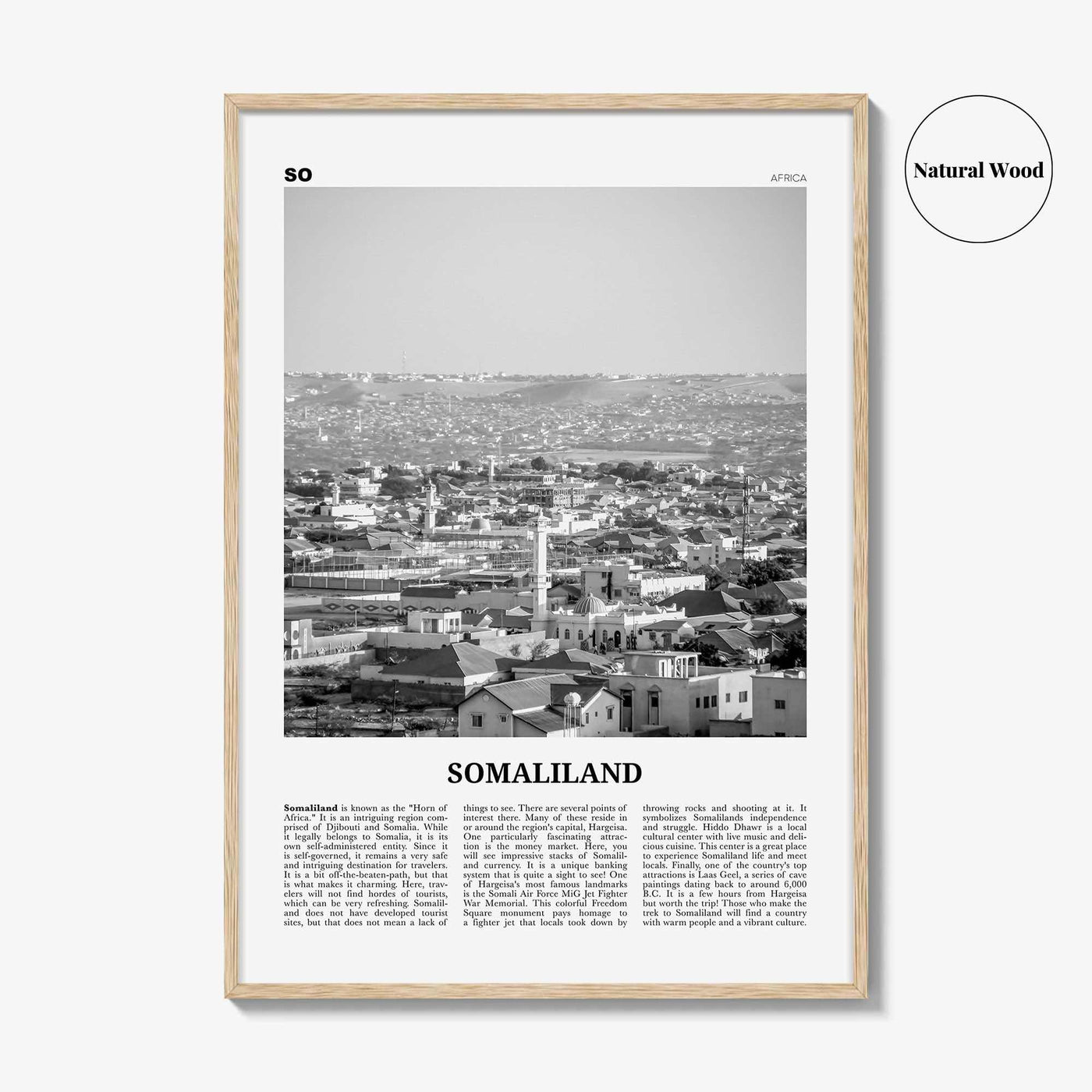Somaliland Print Black and White, Somaliland Wall Art, Somaliland Poster, Somaliland Photo, Somaliland Wall Decor, Country Art Print