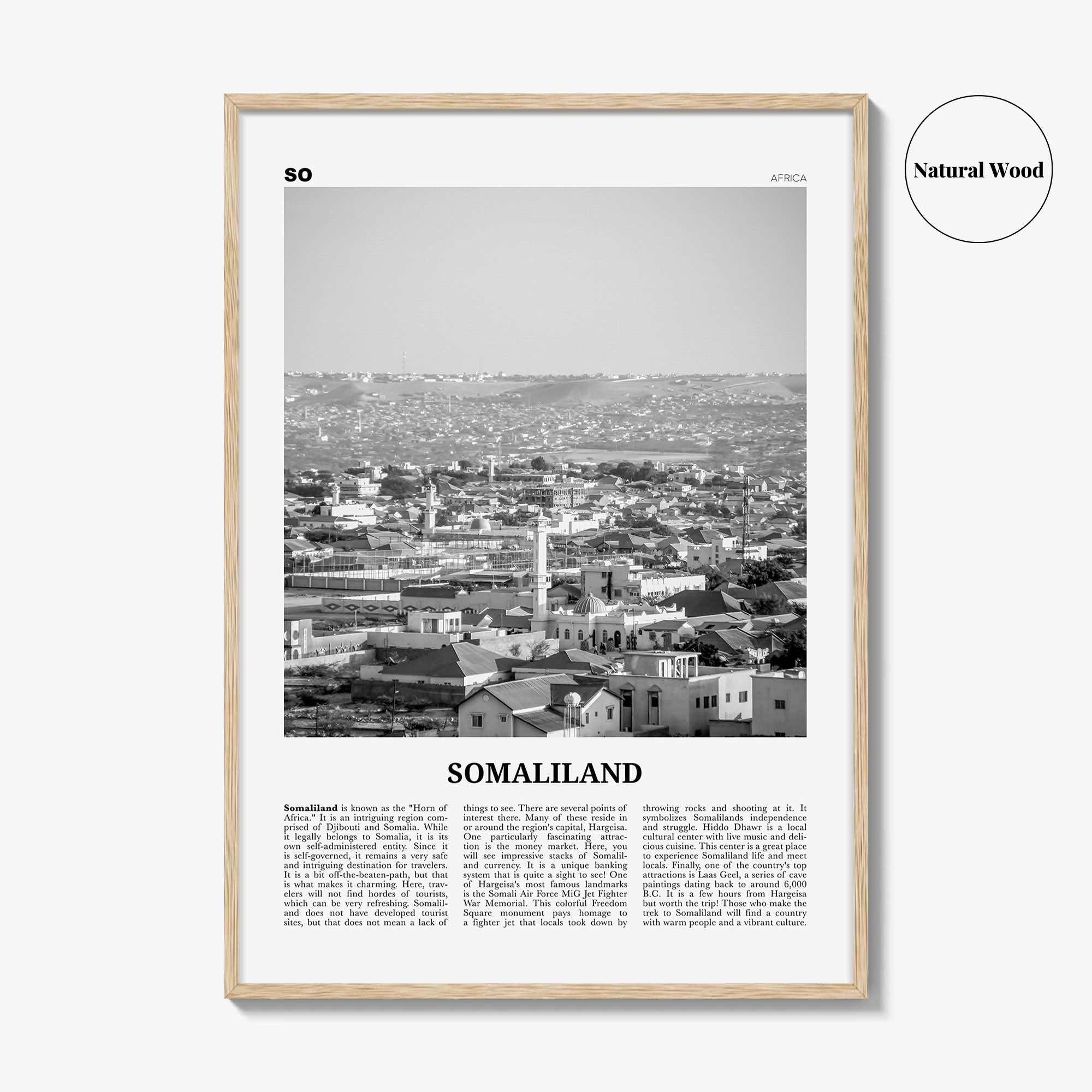 Somaliland Print Black and White, Somaliland Wall Art, Somaliland Poster, Somaliland Photo, Somaliland Wall Decor, Country Art Print