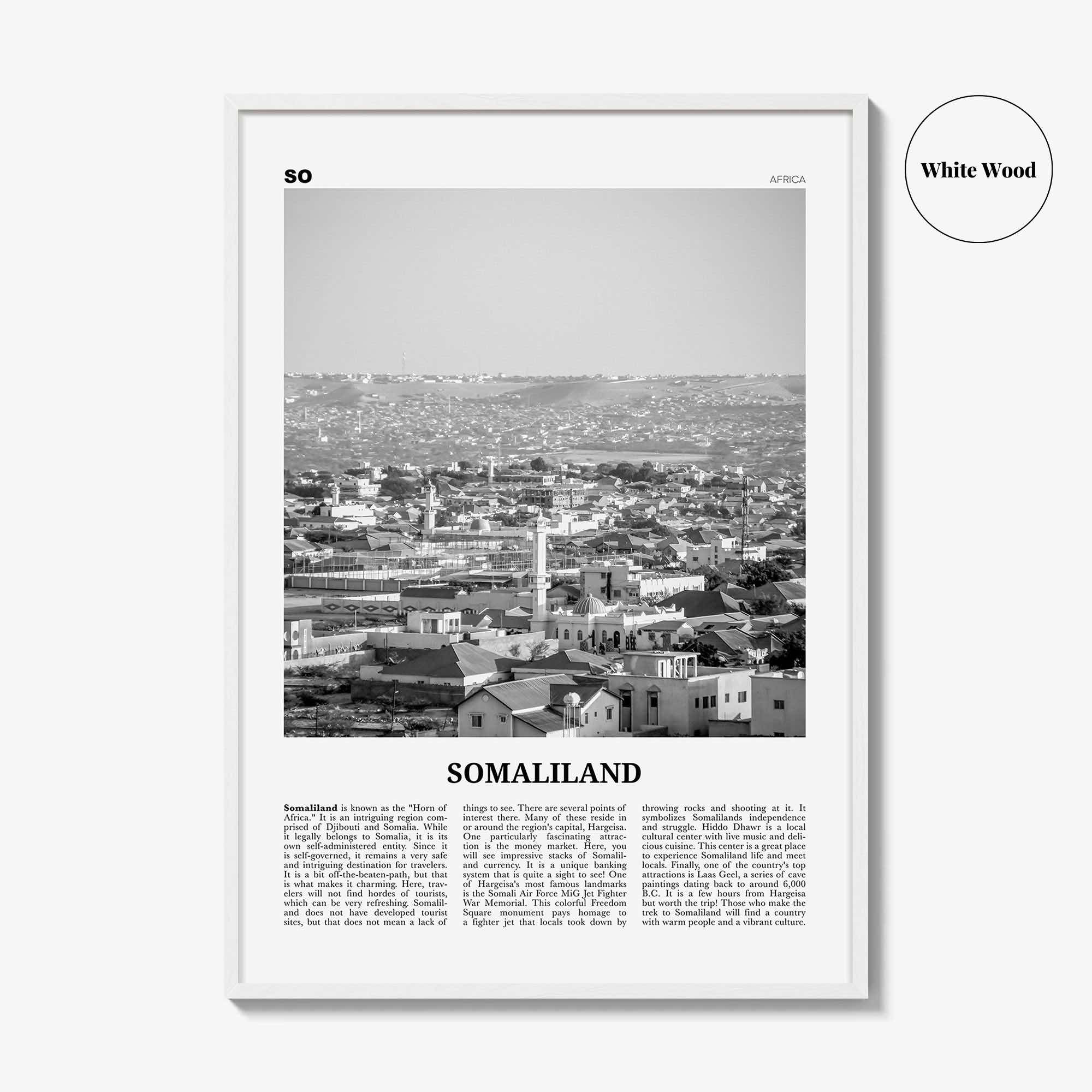 Somaliland Print Black and White, Somaliland Wall Art, Somaliland Poster, Somaliland Photo, Somaliland Wall Decor, Country Art Print