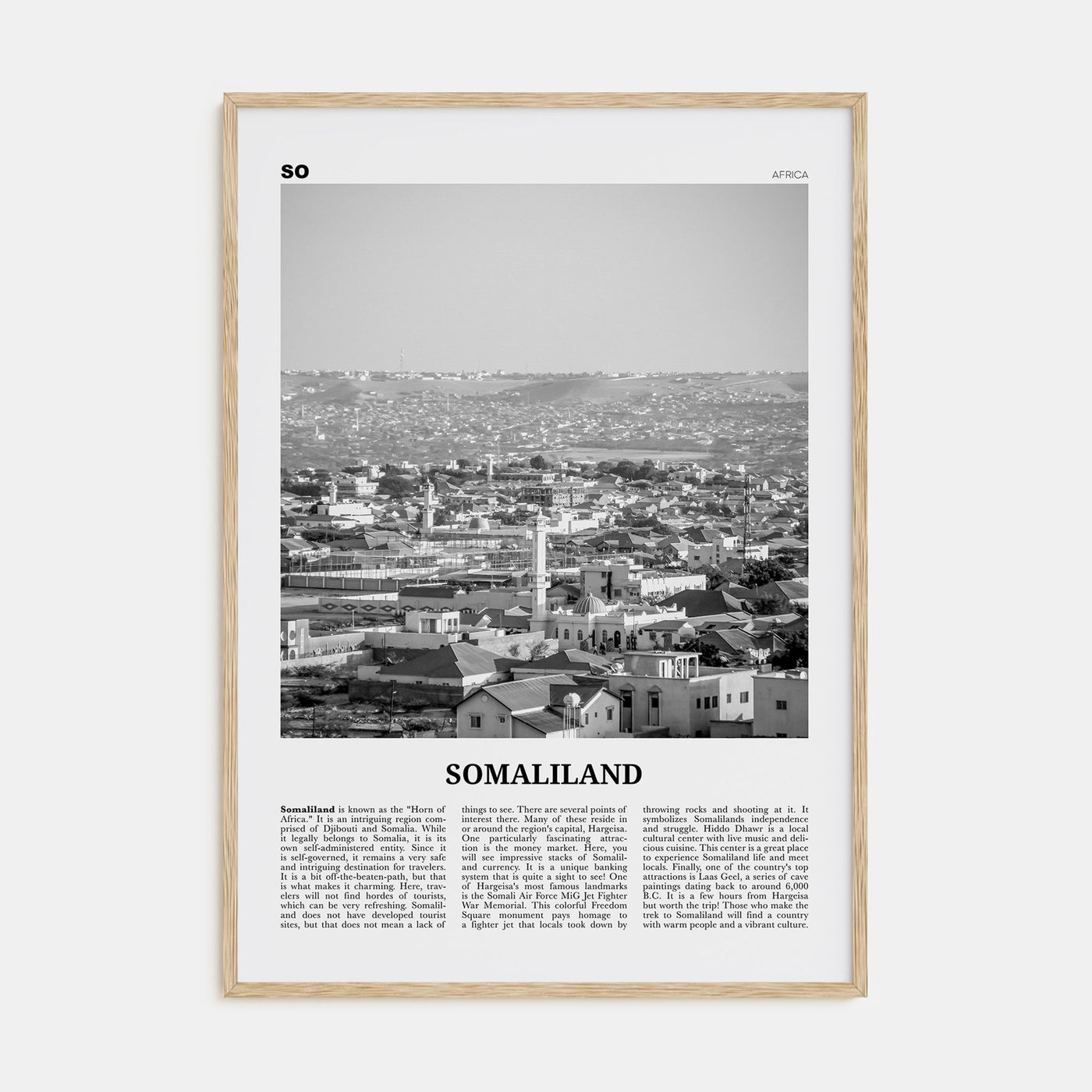Somaliland Travel B&W Poster