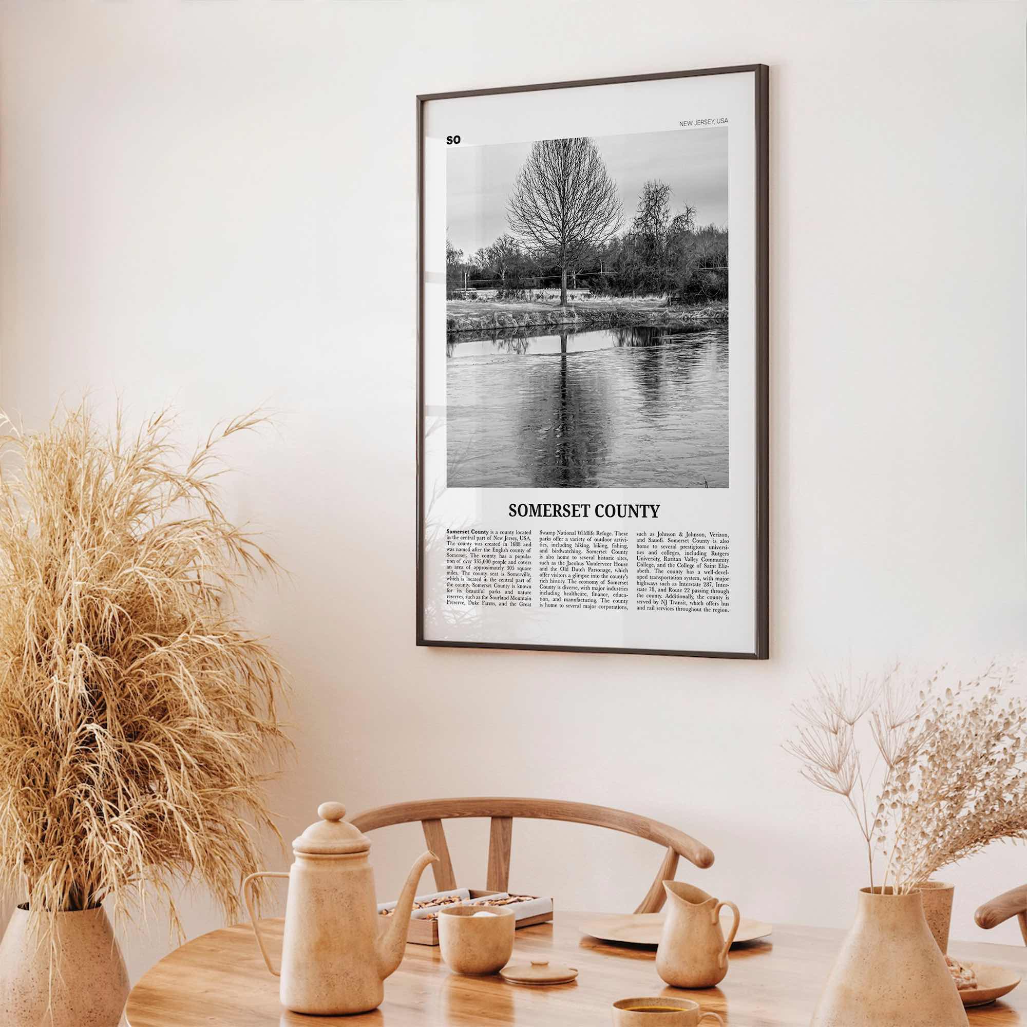 Somerset County Print Black and White, Somerset County Wall Art, Somerset County Poster, Somerset Photo, Somerset Wall Décor, Somerset Map